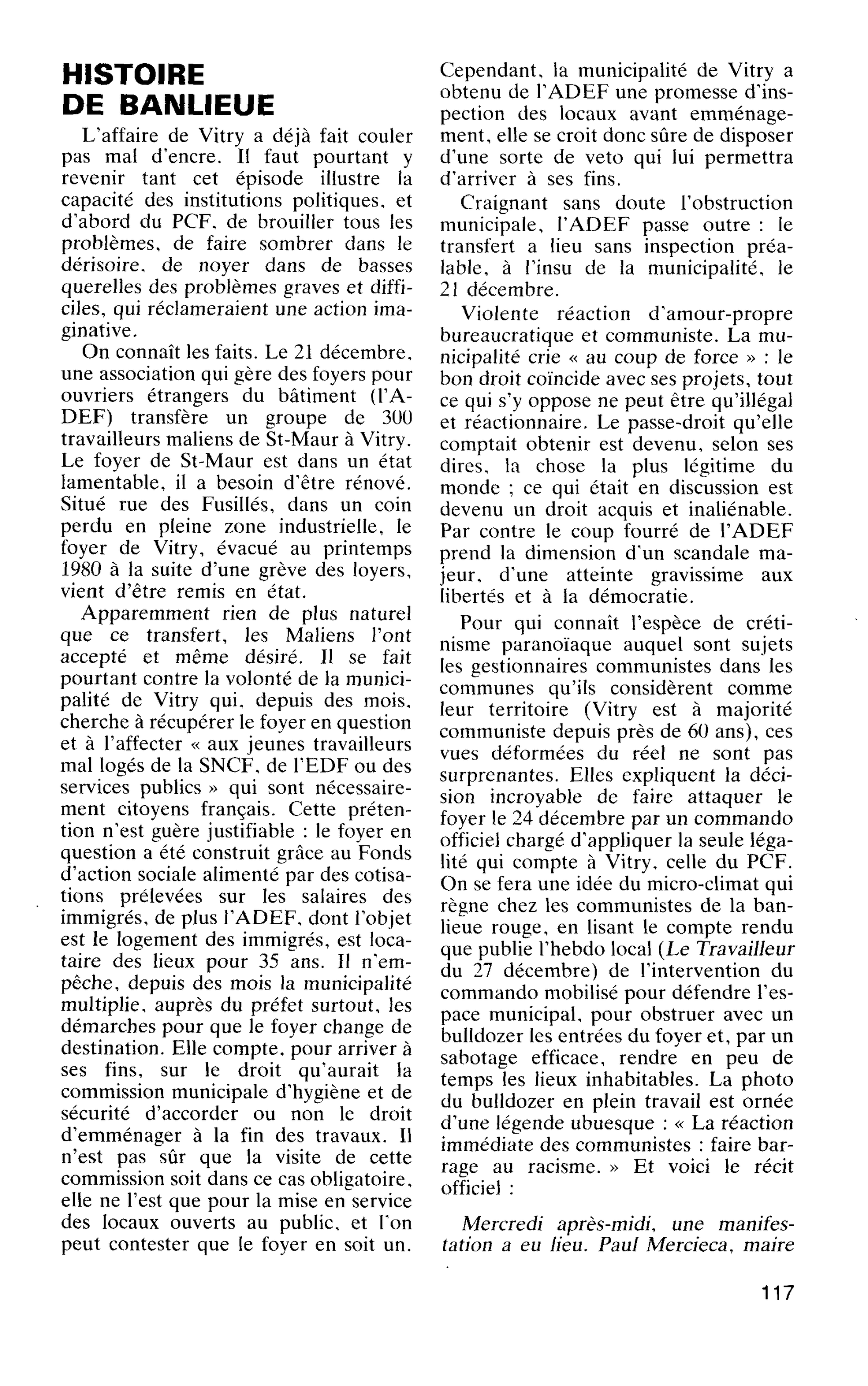 HISTOIRE DE BANLIEUE
