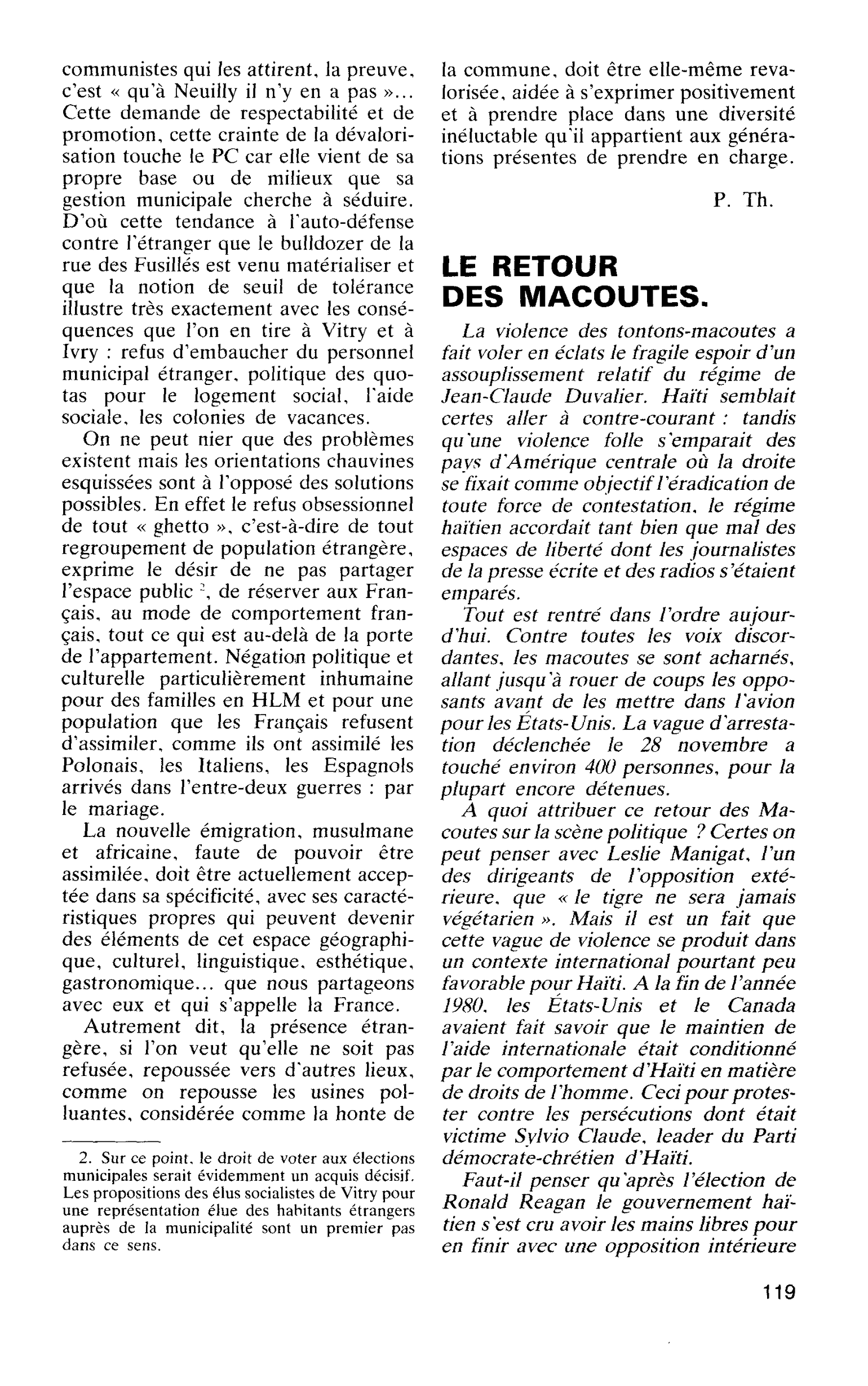LE RETOUR DES MACOUTES