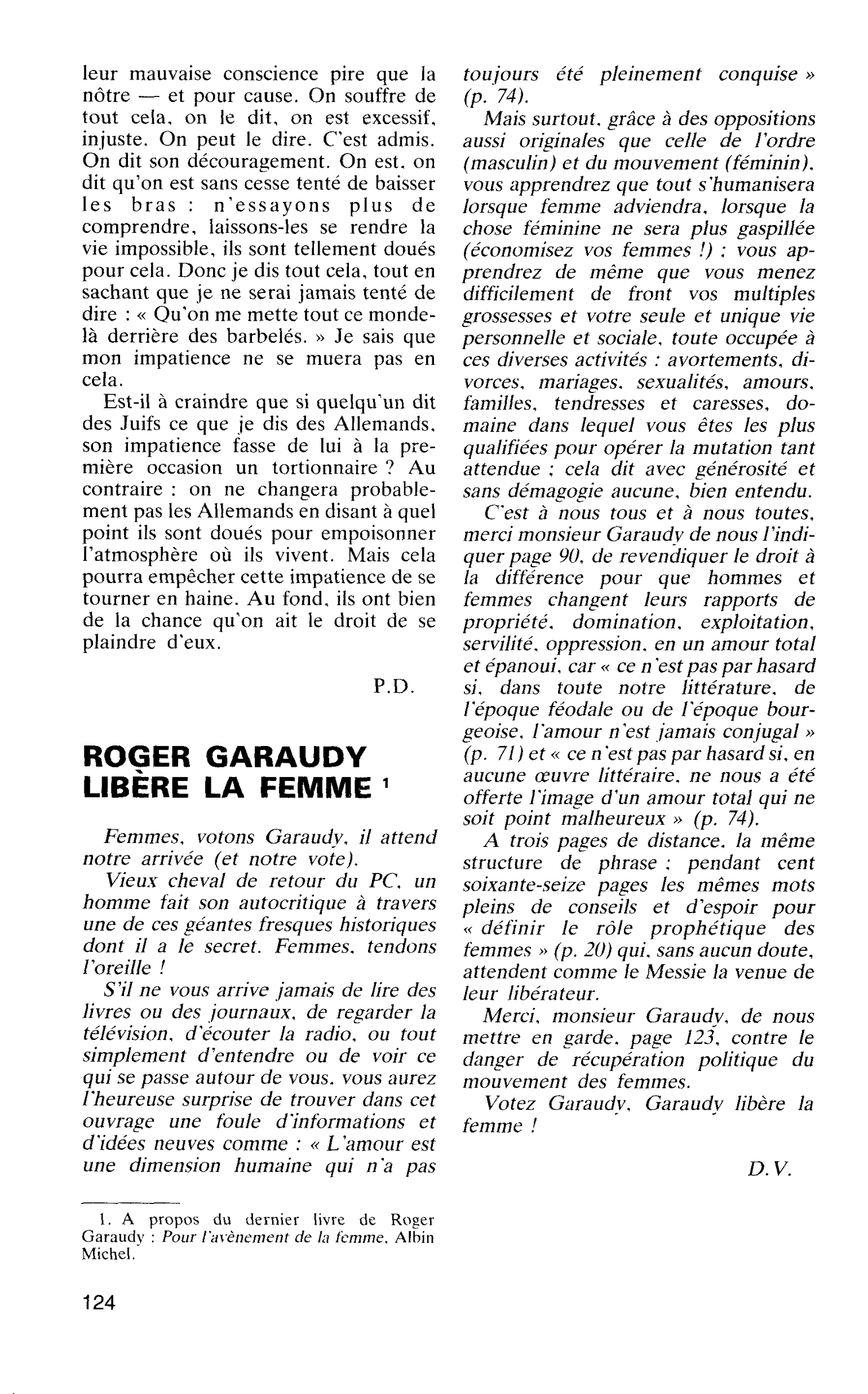 ROGER GARAUDY LIBÈRE LA FEMME