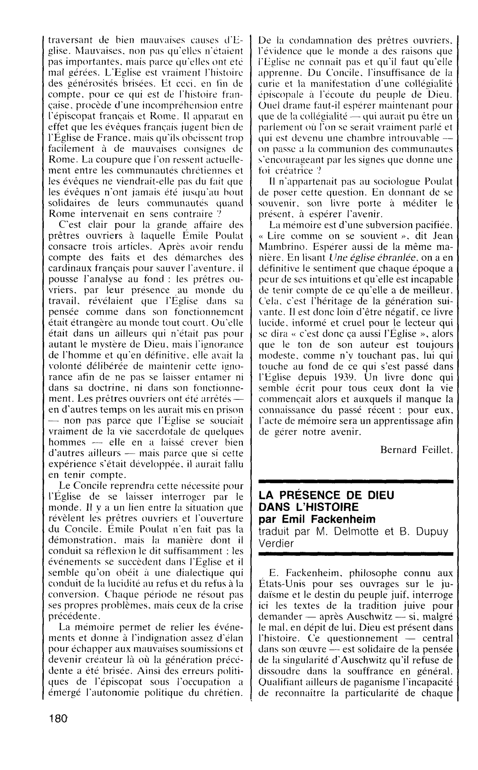 LA PRESENCE DE DIEU DANS L’HISTOIRE par Emil Fackenheim