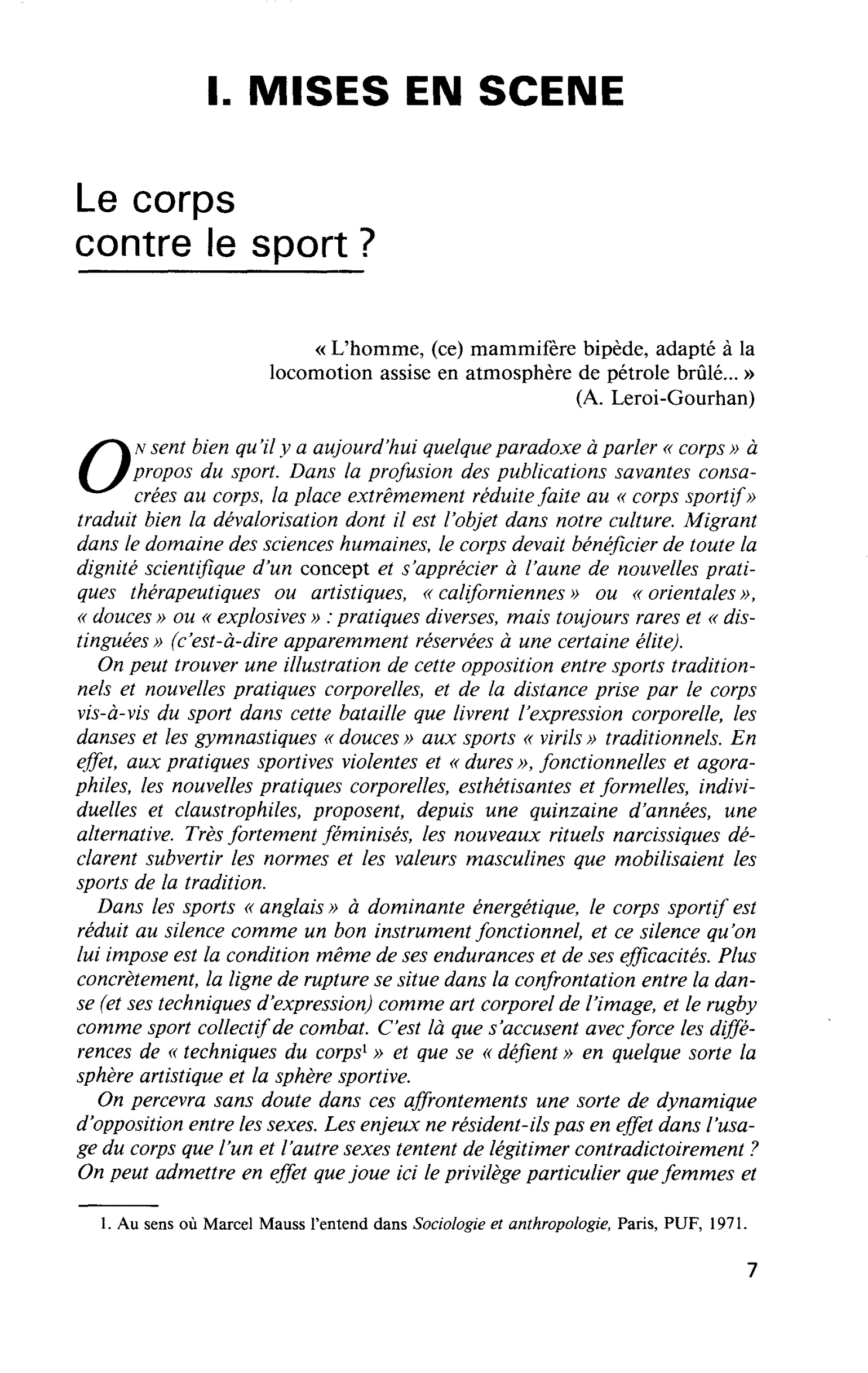 Le corps contre le sport ?