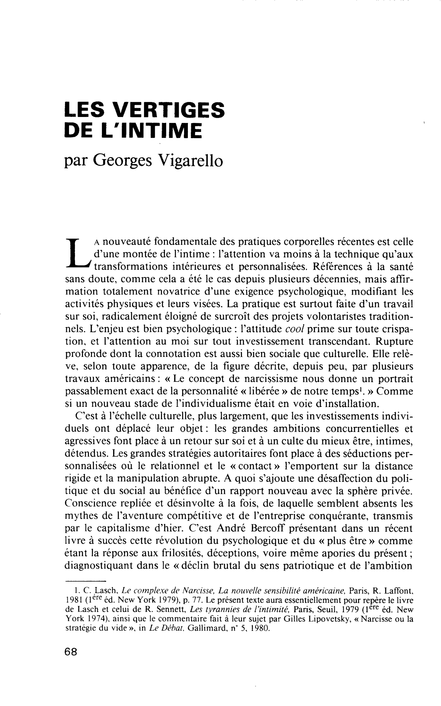 LES VERTIGES DE L’INTIME
