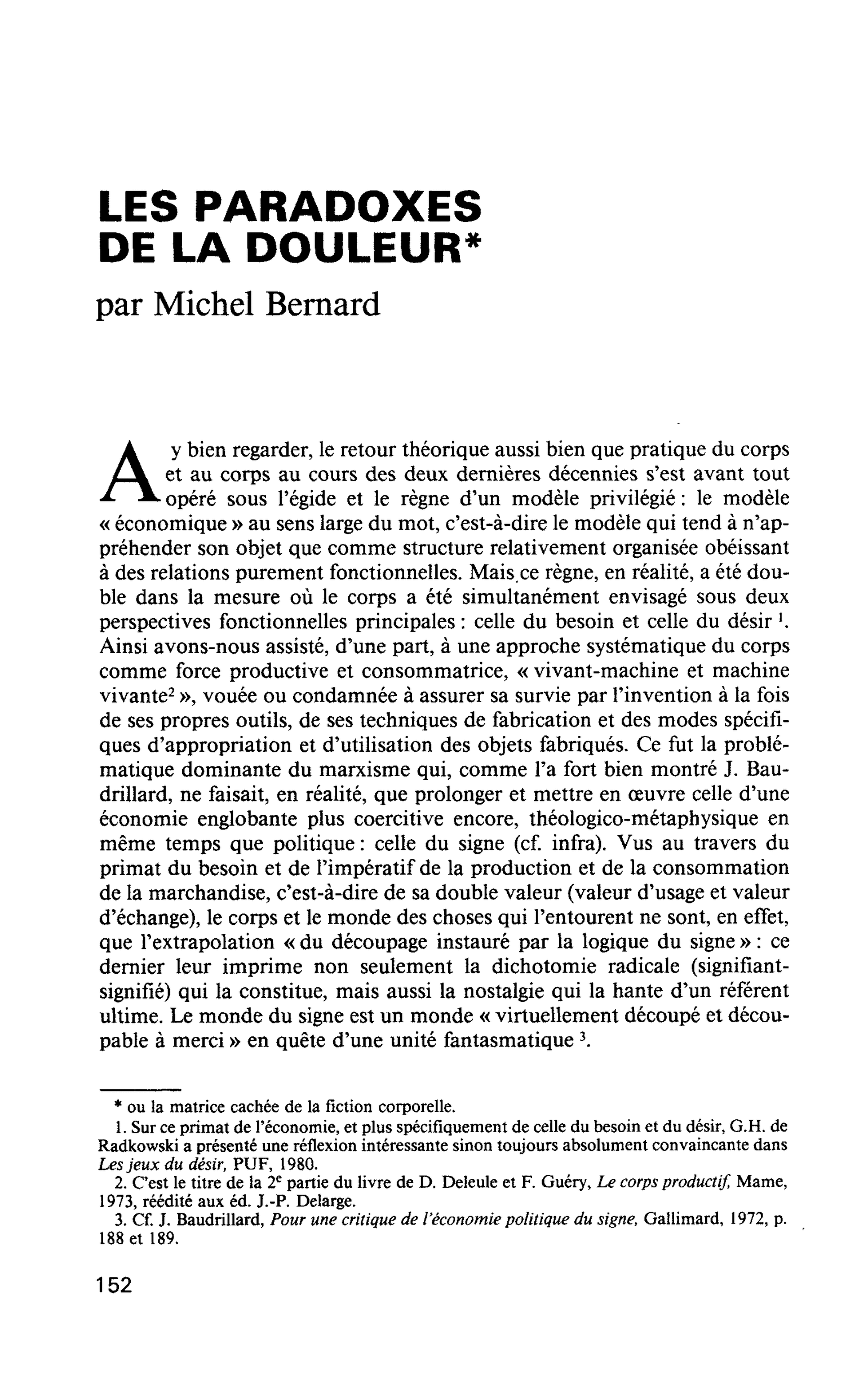 LES PARADOXES DE LA DOULEUR
