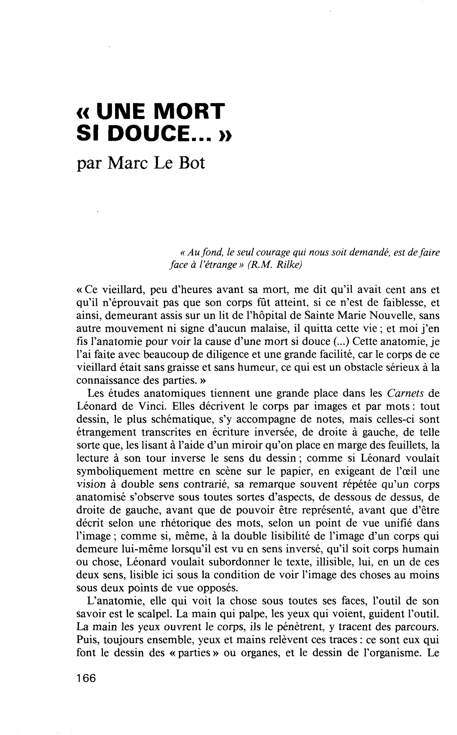 « UNE MORT SI DOUCE… »