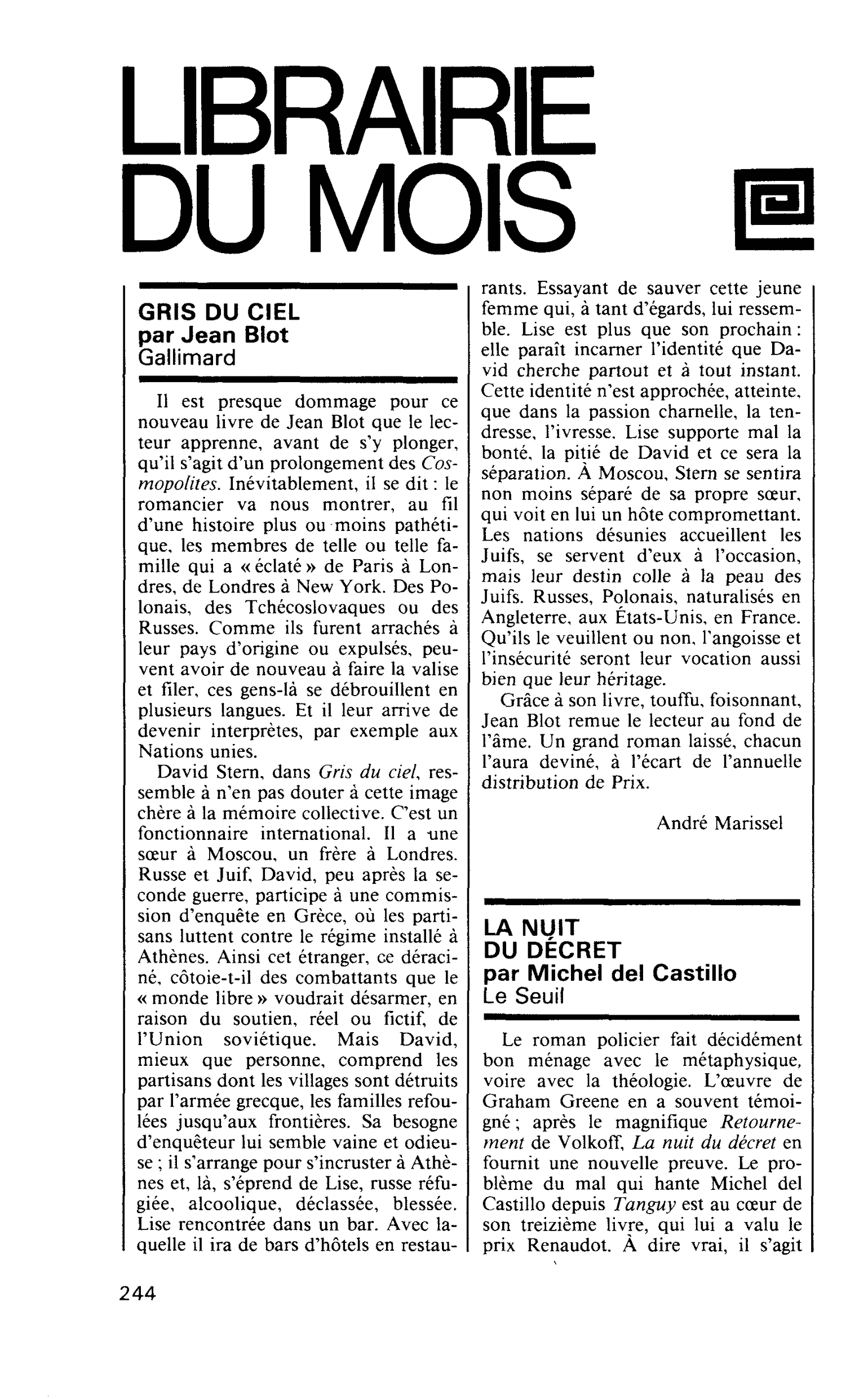 GRIS DU CIEL par Jean Blot