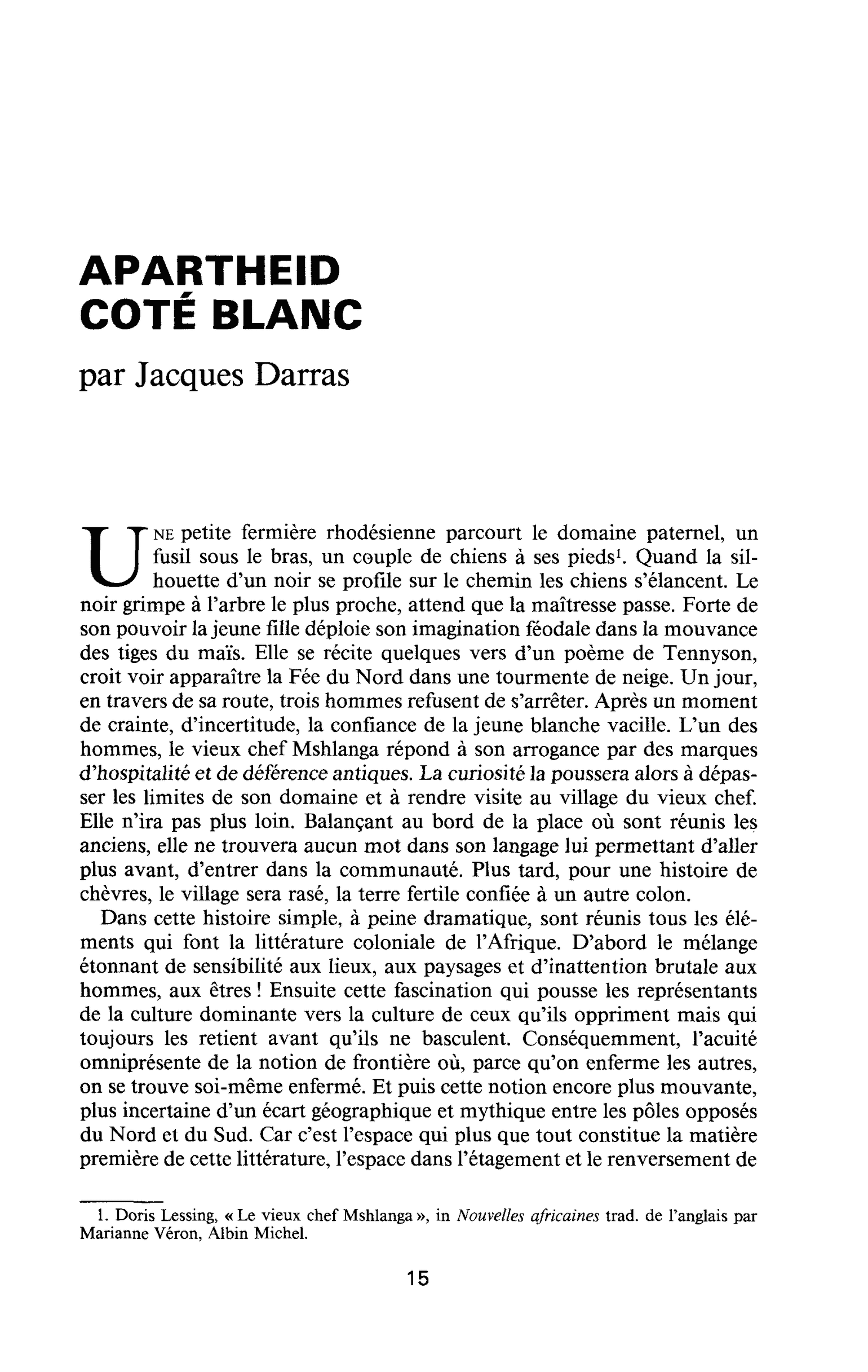 APARTHEID COTÉ BLANC