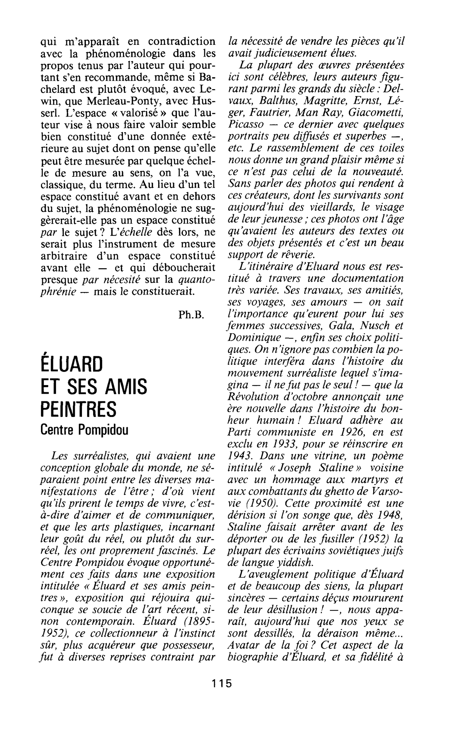 ÉLUARD ET SES AMIS PEINTRES. Centre Pompidou