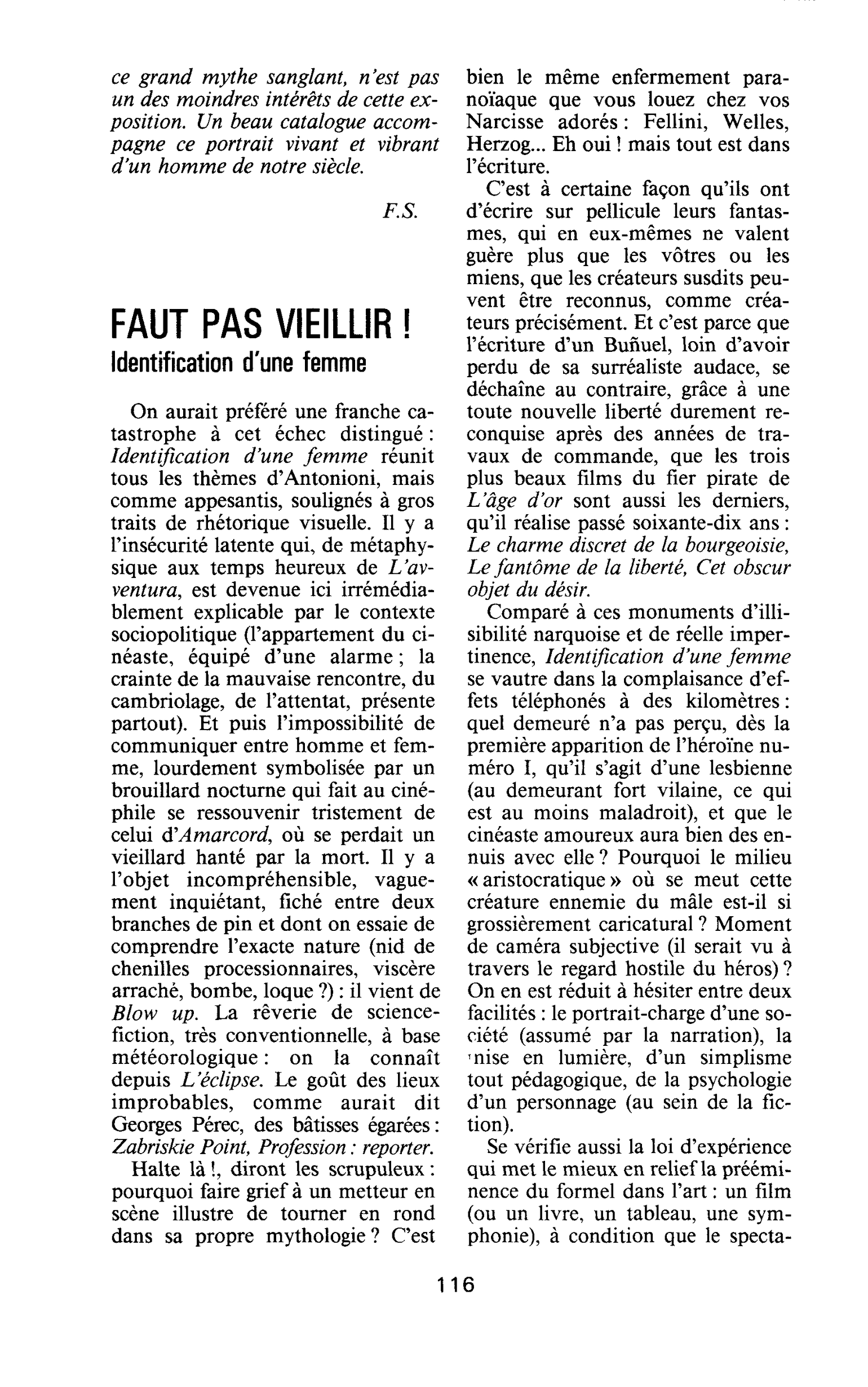 FAUT PAS VIEILLIR ! Identification d’une femme