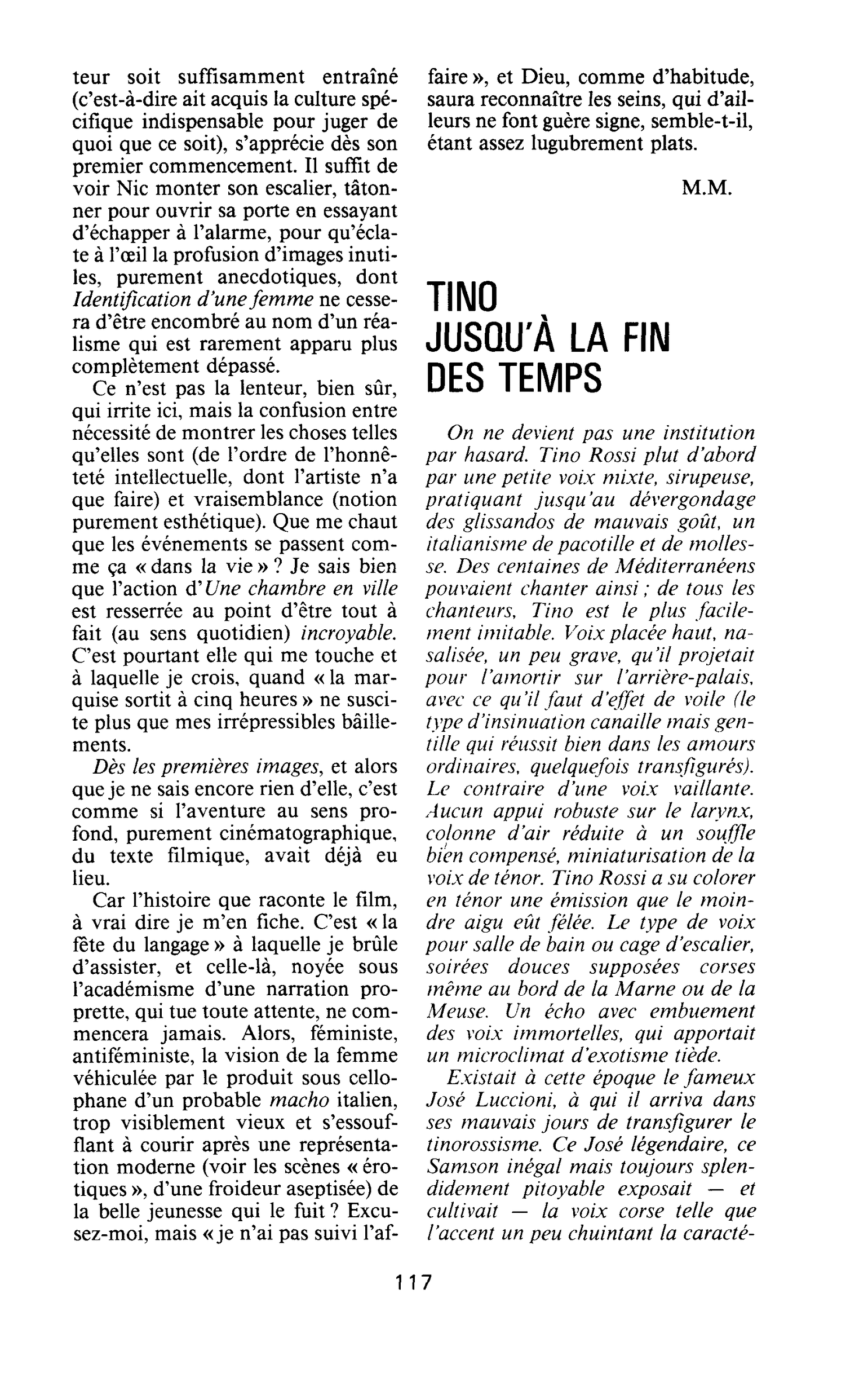 TINO JUSQU’À LA FIN DES TEMPS
