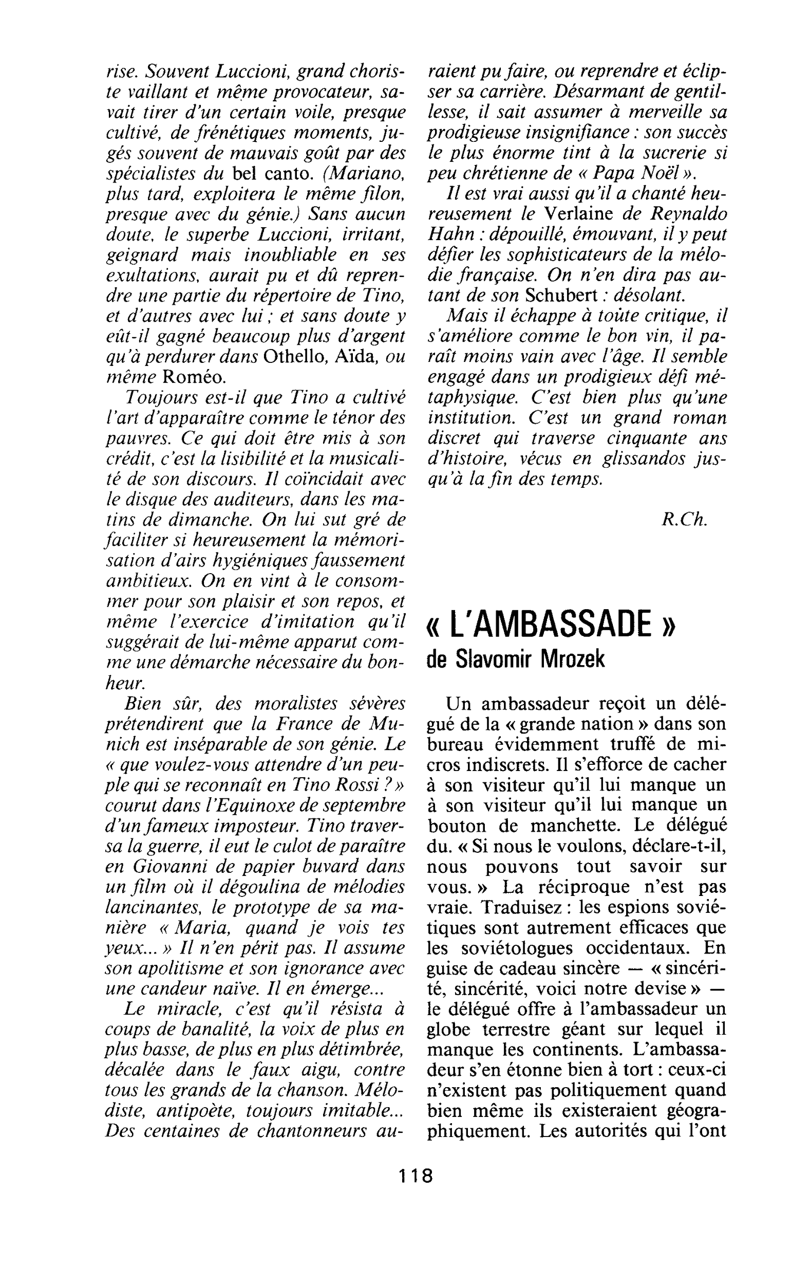« L’AMBASSADE » de Slavomir Mrozek
