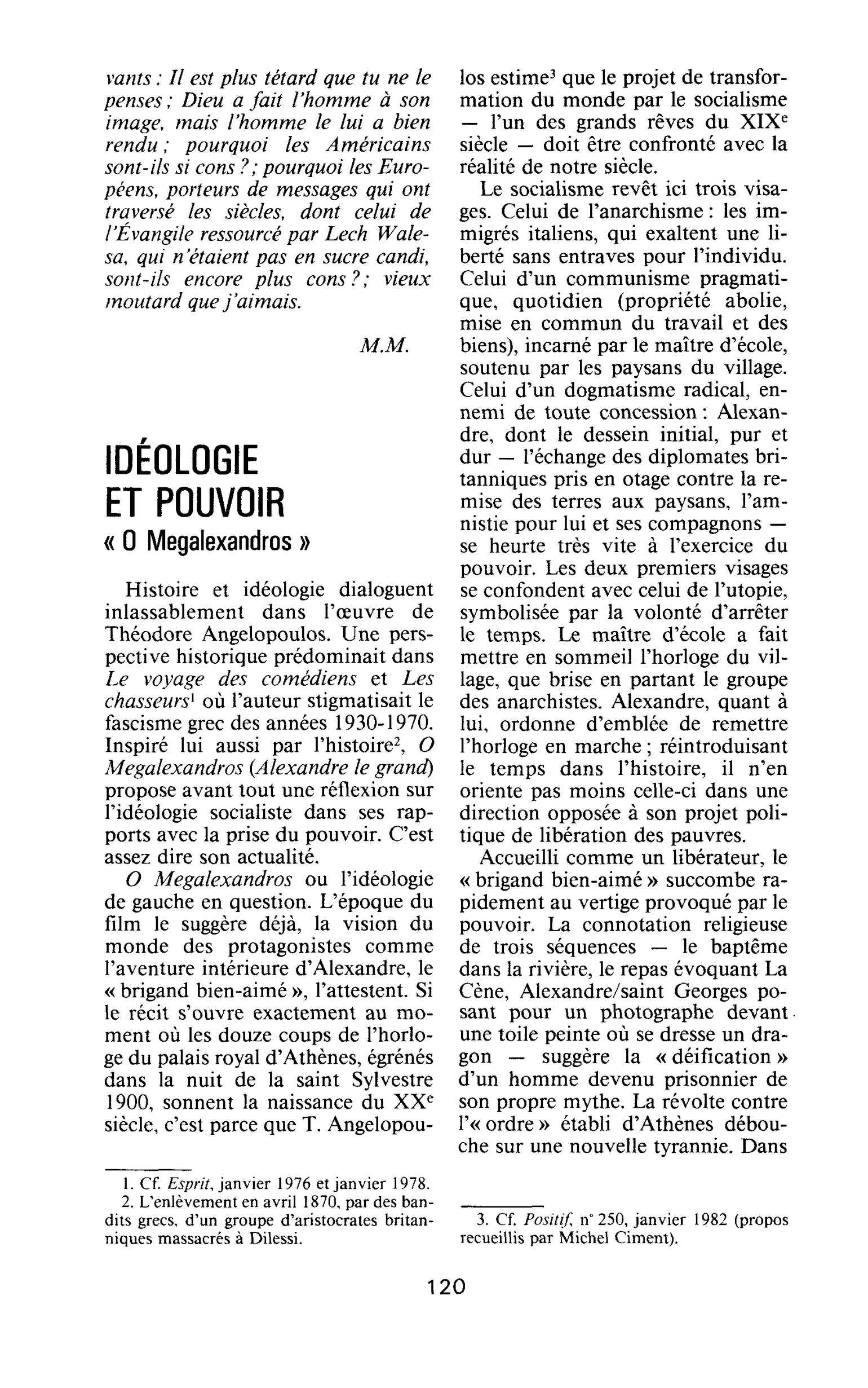 IDÉOLOGIE ET POUVOIR « O Megalexandros »