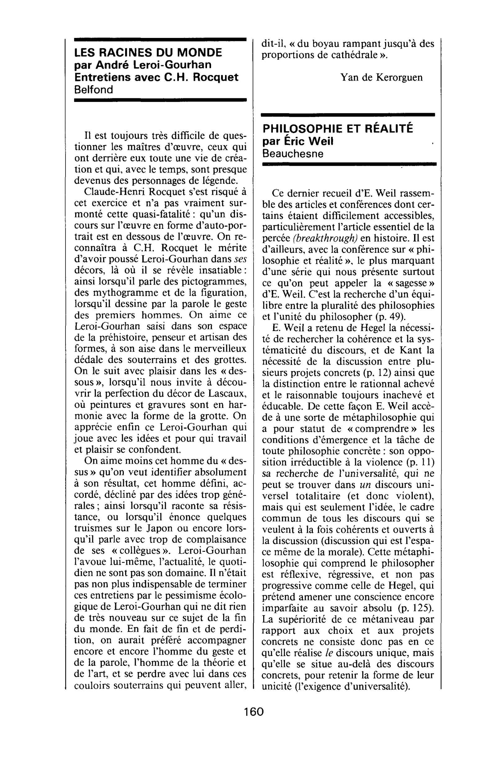 PHILOSOPHIE ET REALITE par Éric Weil