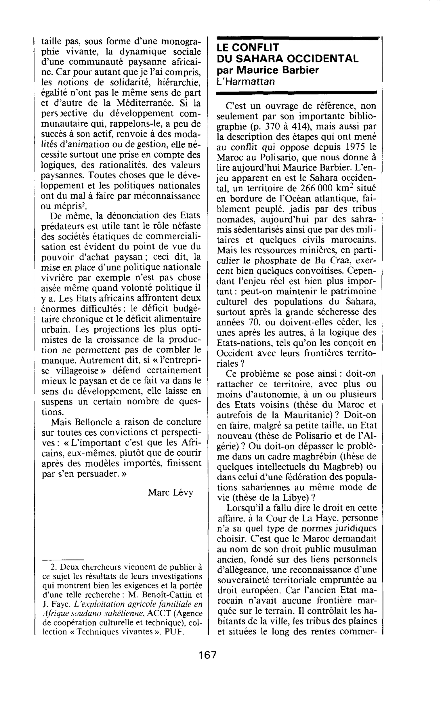 LE CONFLIT DU SAHARA OCCIDENTAL par Maurice Barbier