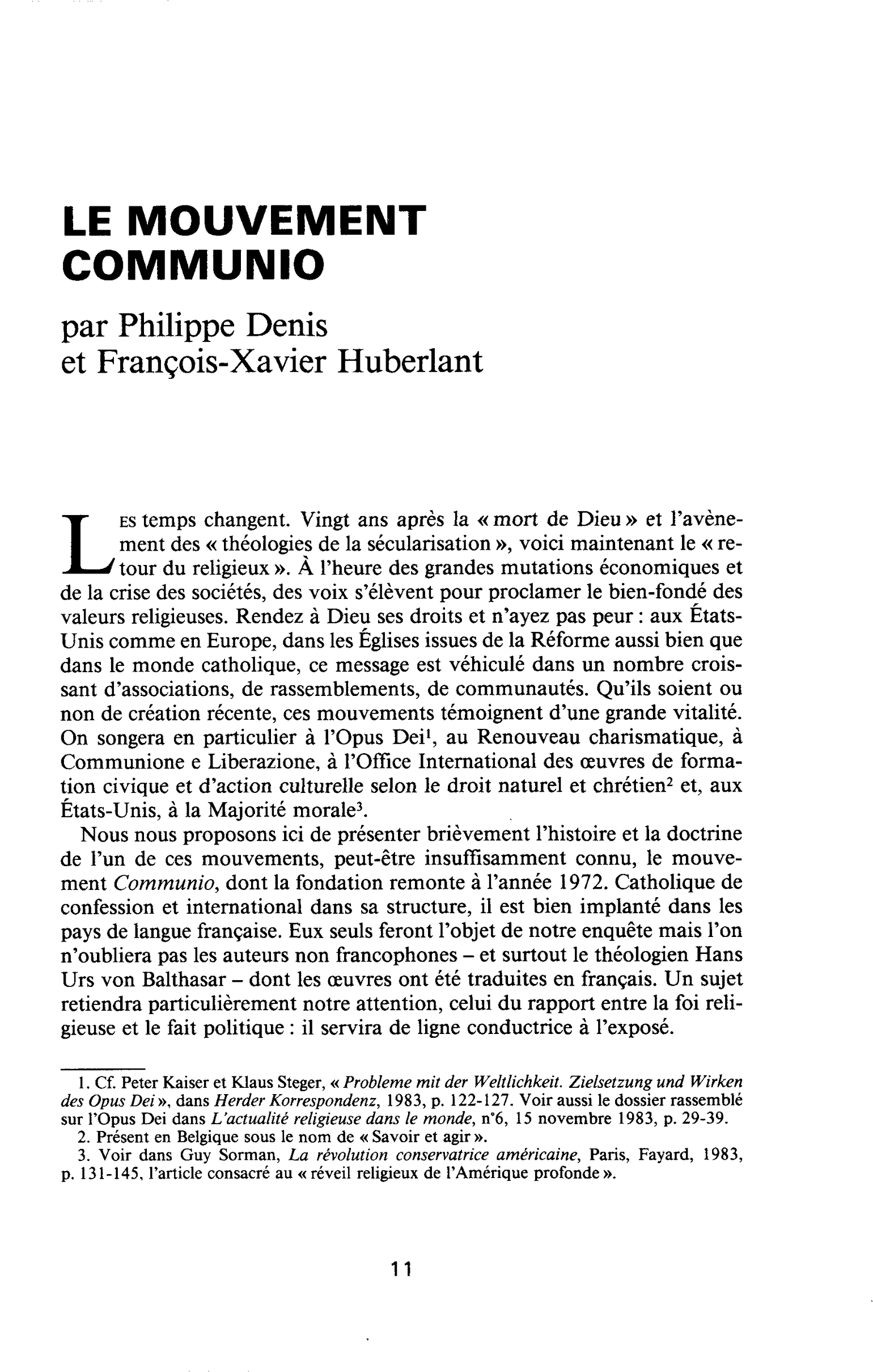 LE MOUVEMENT COMMUNIO