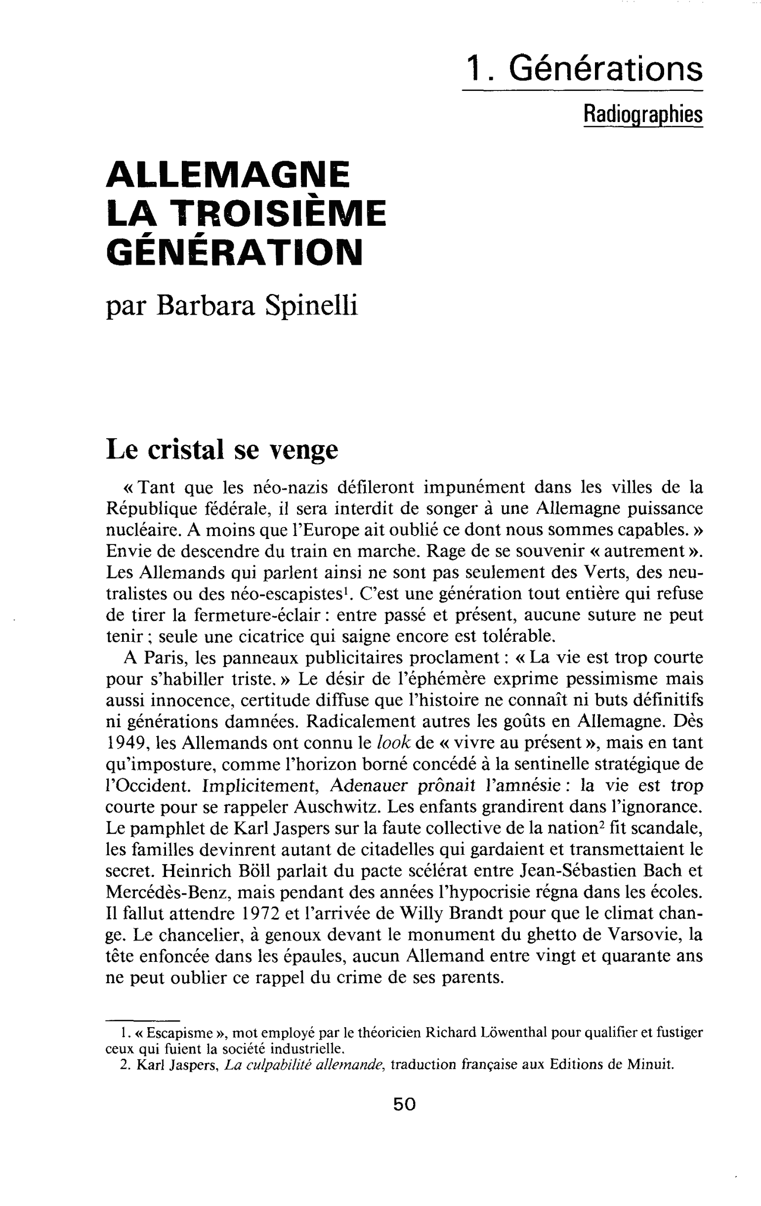 ALLEMAGNE LA TROISIÈME GÉNÉRATION