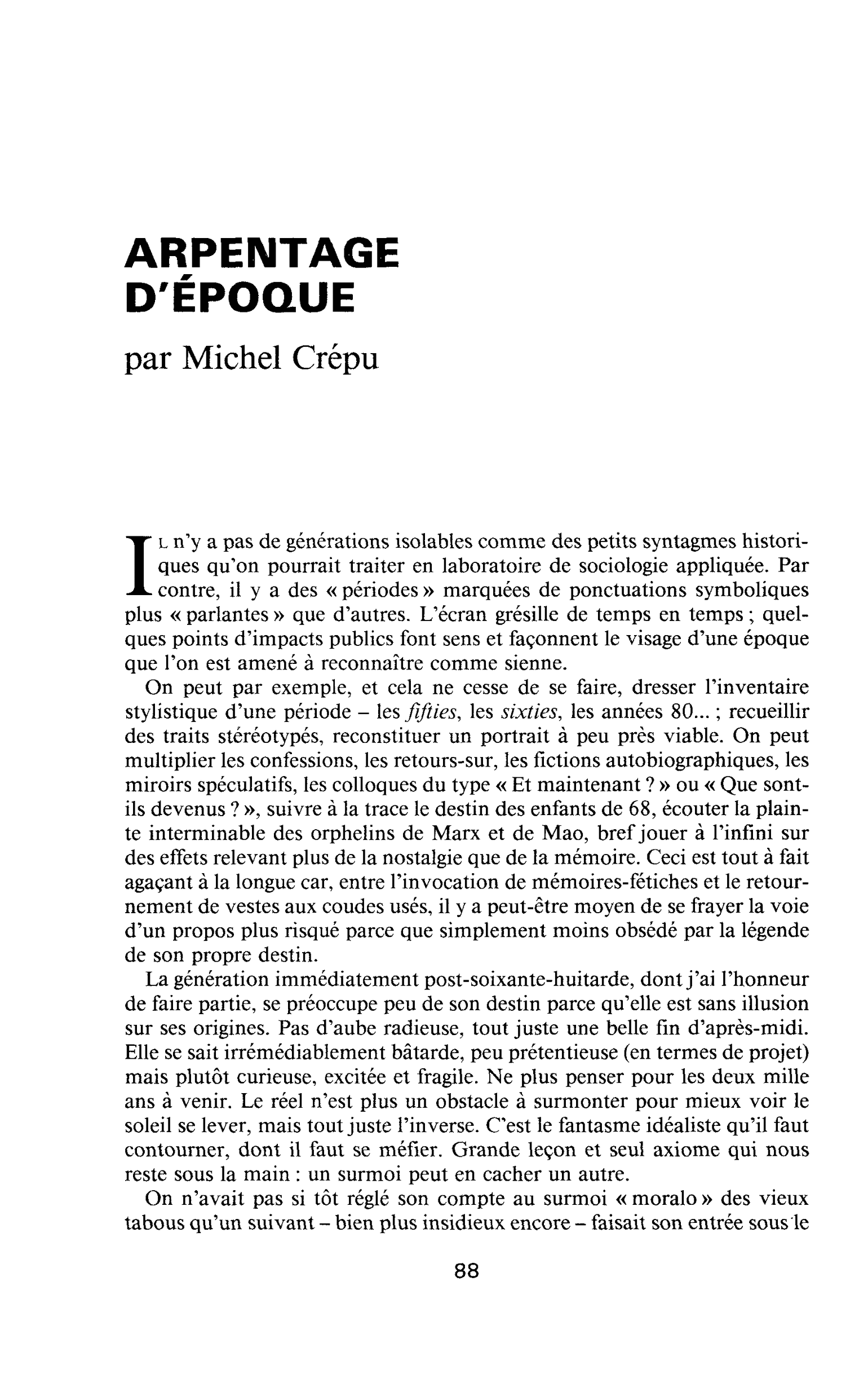 ARPENTAGE D’ÉPOQUE