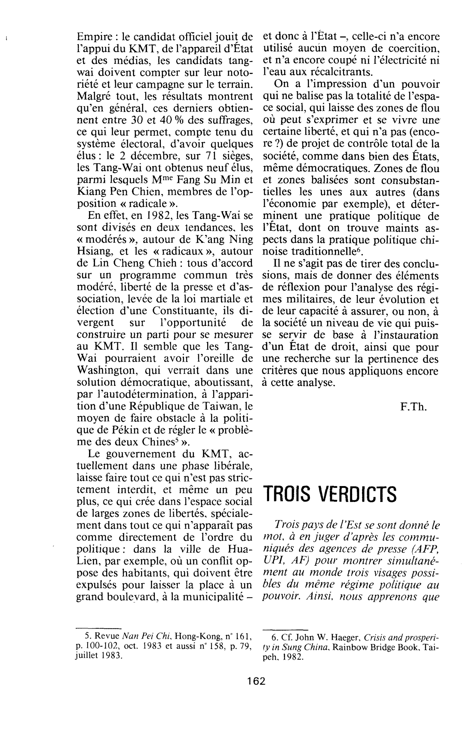TROIS VERDICTS