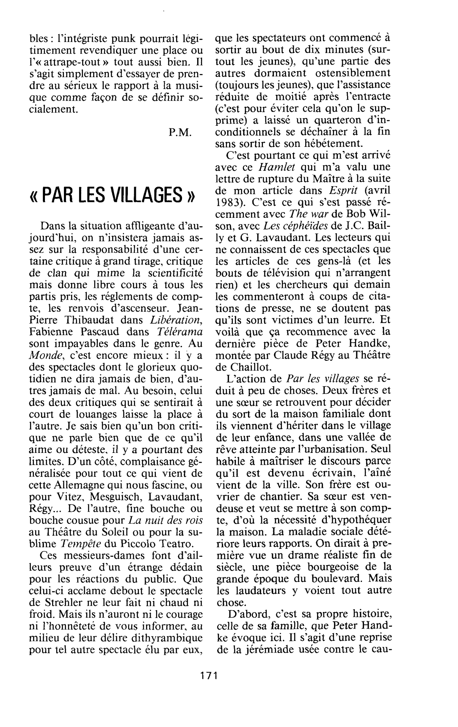 « PAR LES VILLAGES »