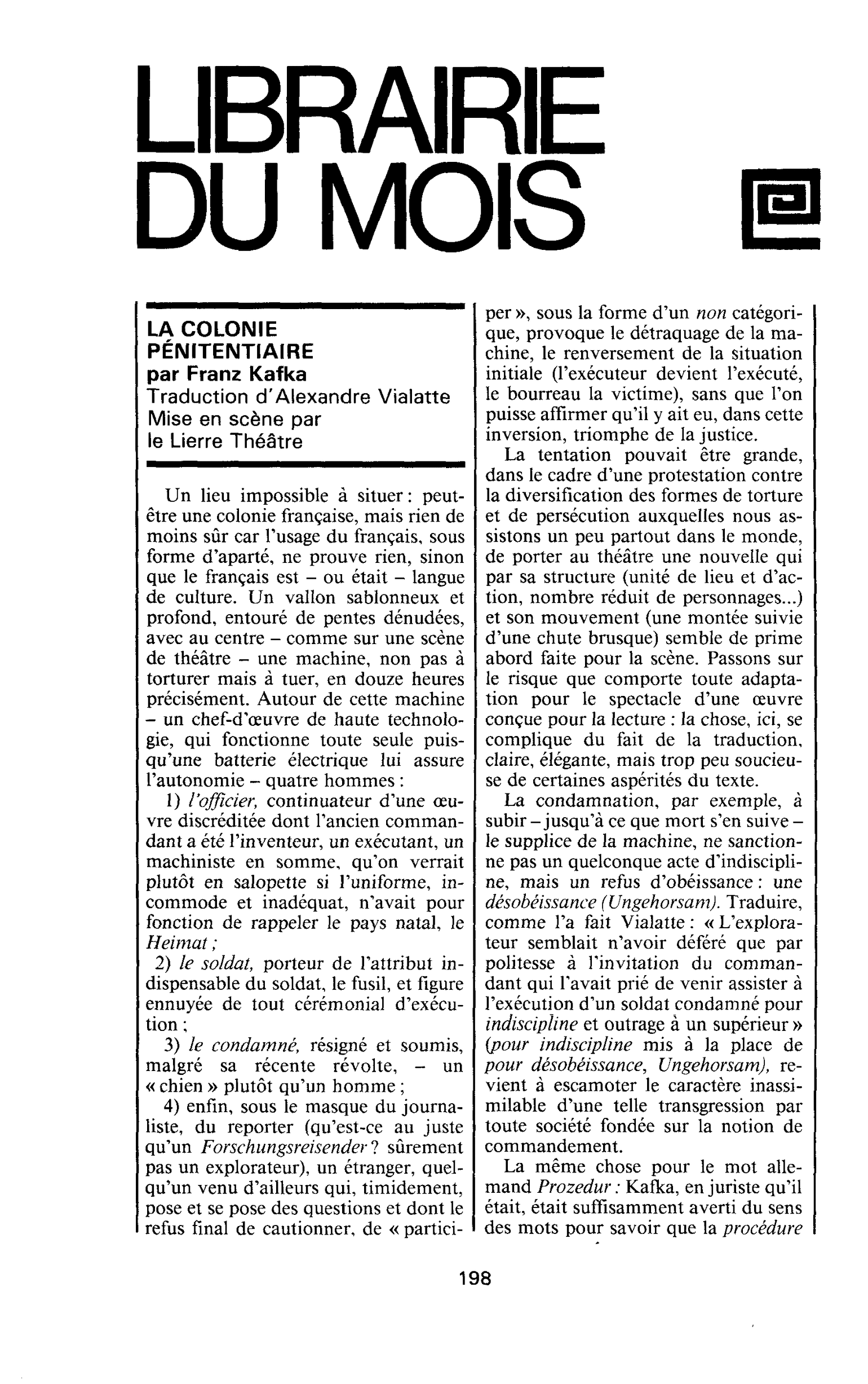 LA COLONIE PÉNITENTIAIRE par Franz Kafka