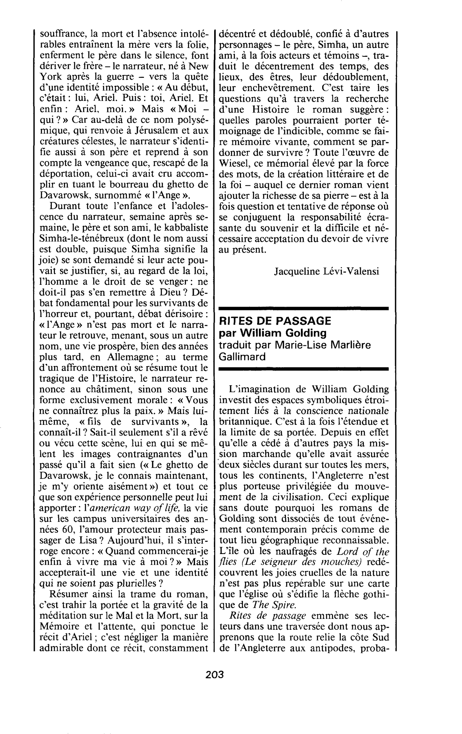 RITES DE PASSAGE par William Golding