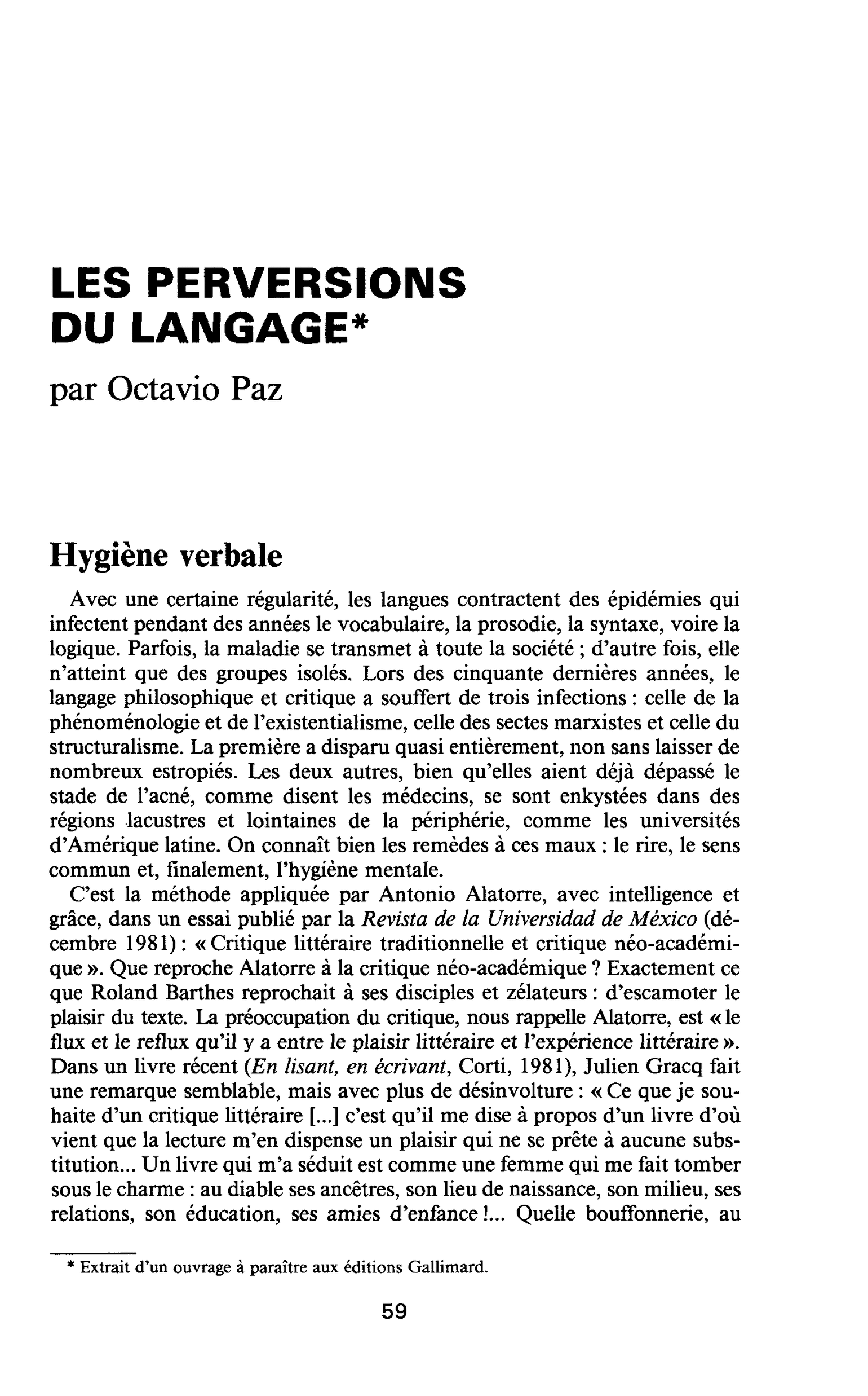 LES PERVERSIONS DU LANGAGE