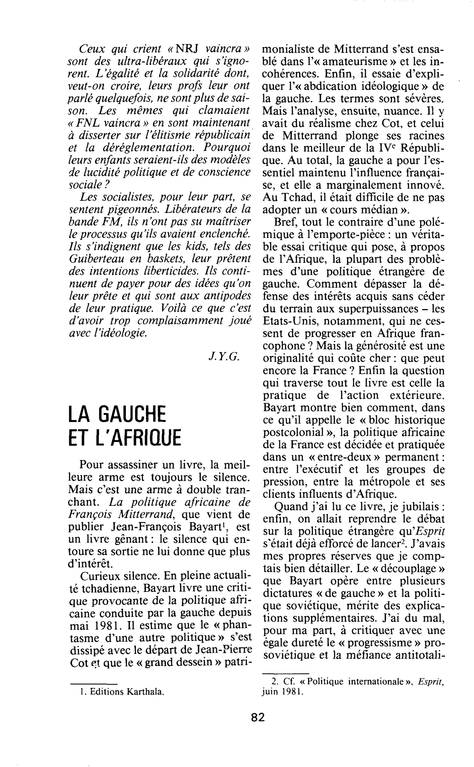 LA GAUCHE ET L’AFRIQUE