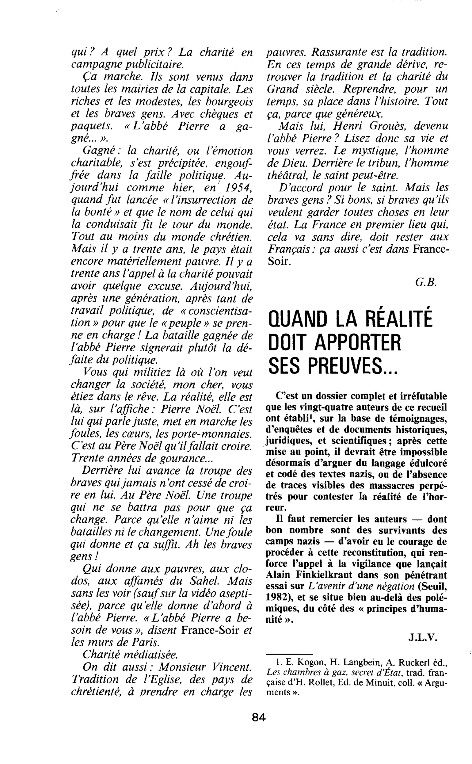 QUAND LA REALITE DOIT APPORTER SES PREUVES