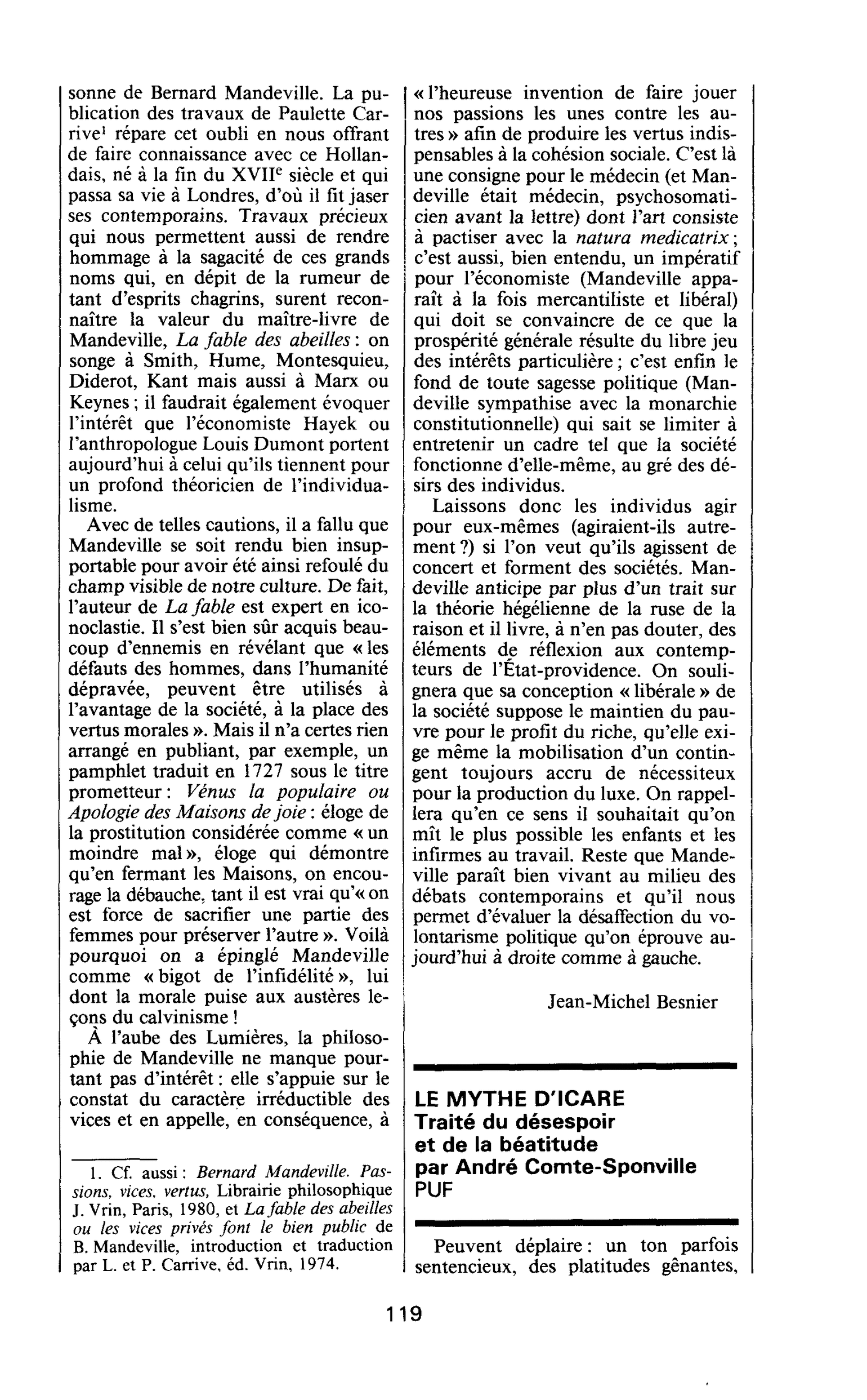 LE MYTHE D’ICARE. Traité du désespoir et de la béatitude par André Comte-Sponville