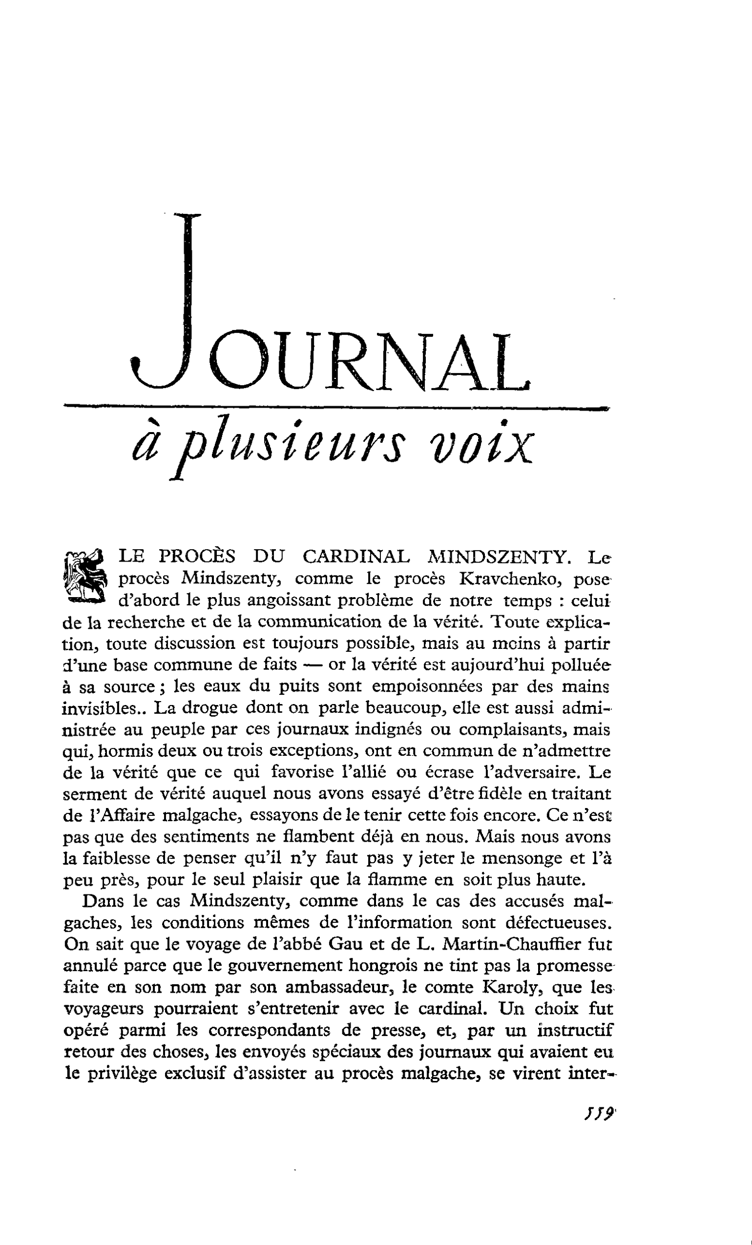 LE PROCÈS DU CARDINAL MINDSZENTY