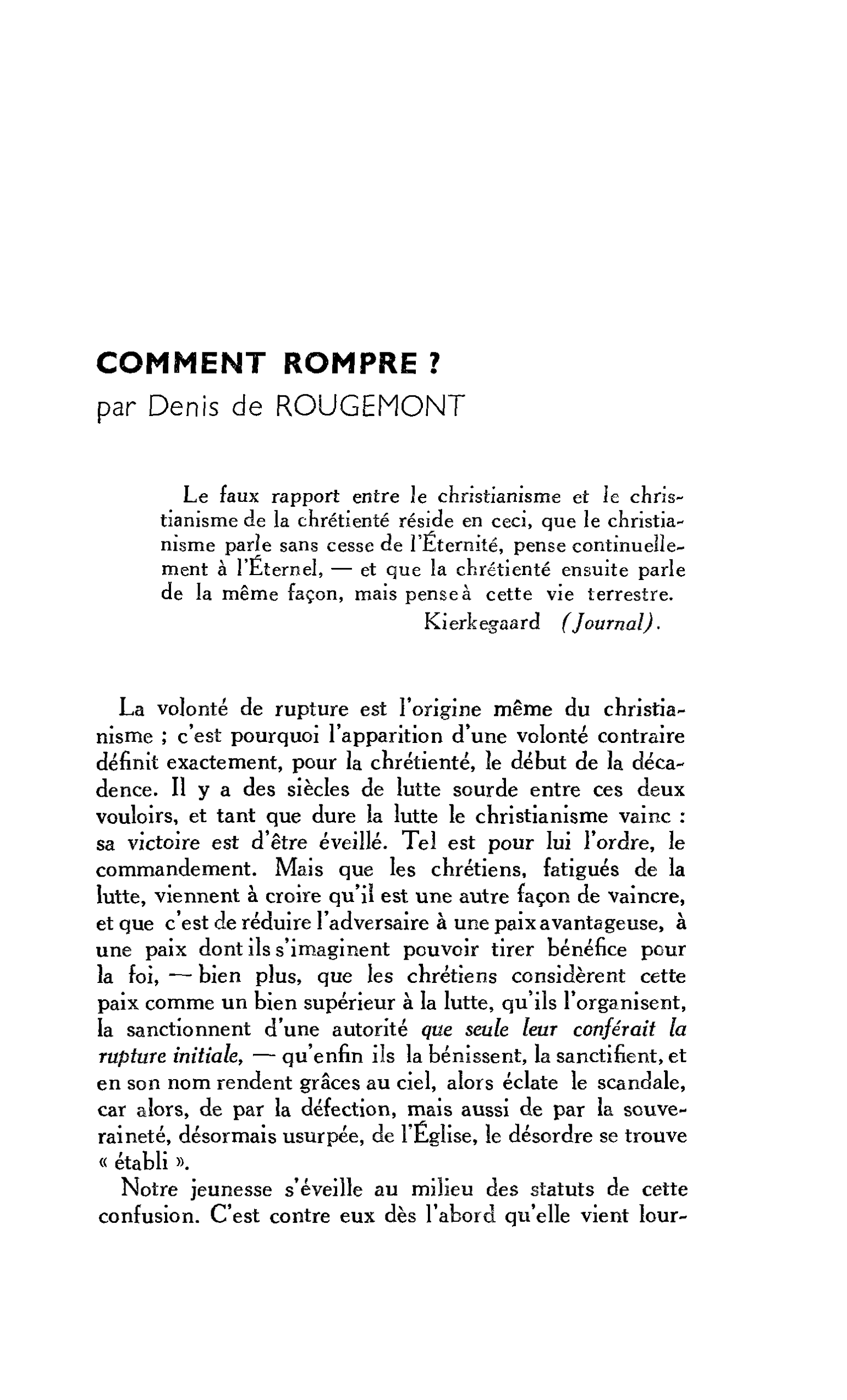 COMMENT ROMPRE ?