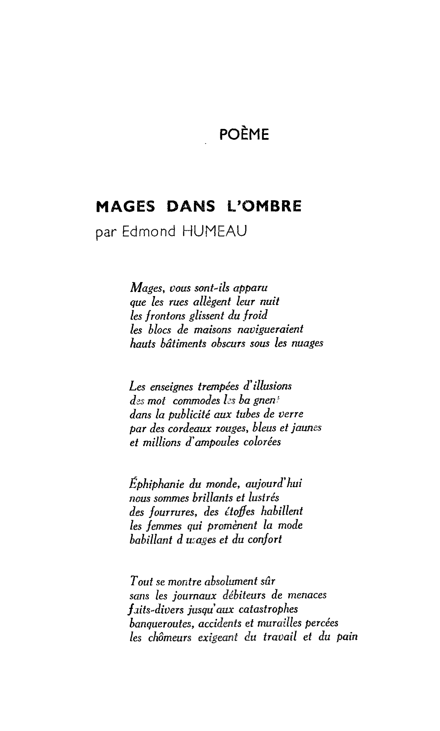 MAGES DANS L’OMBRE