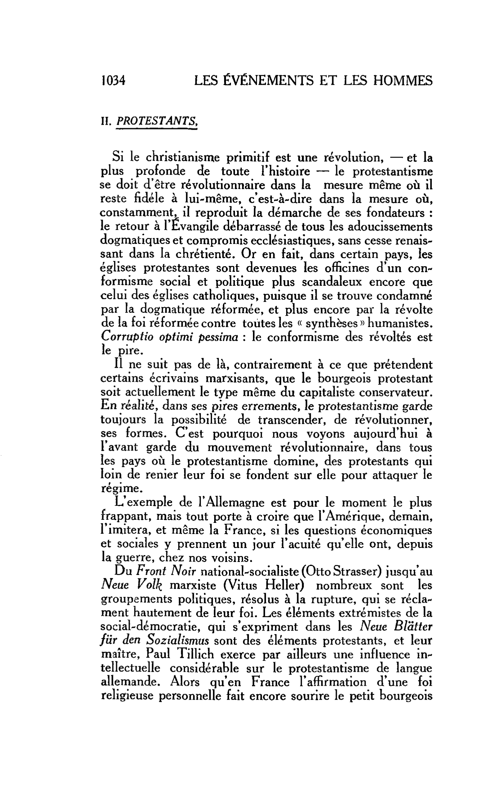 LA RELIGION ET LE MONDE : Ceux qui ont commencé : II. PROTESTANTS