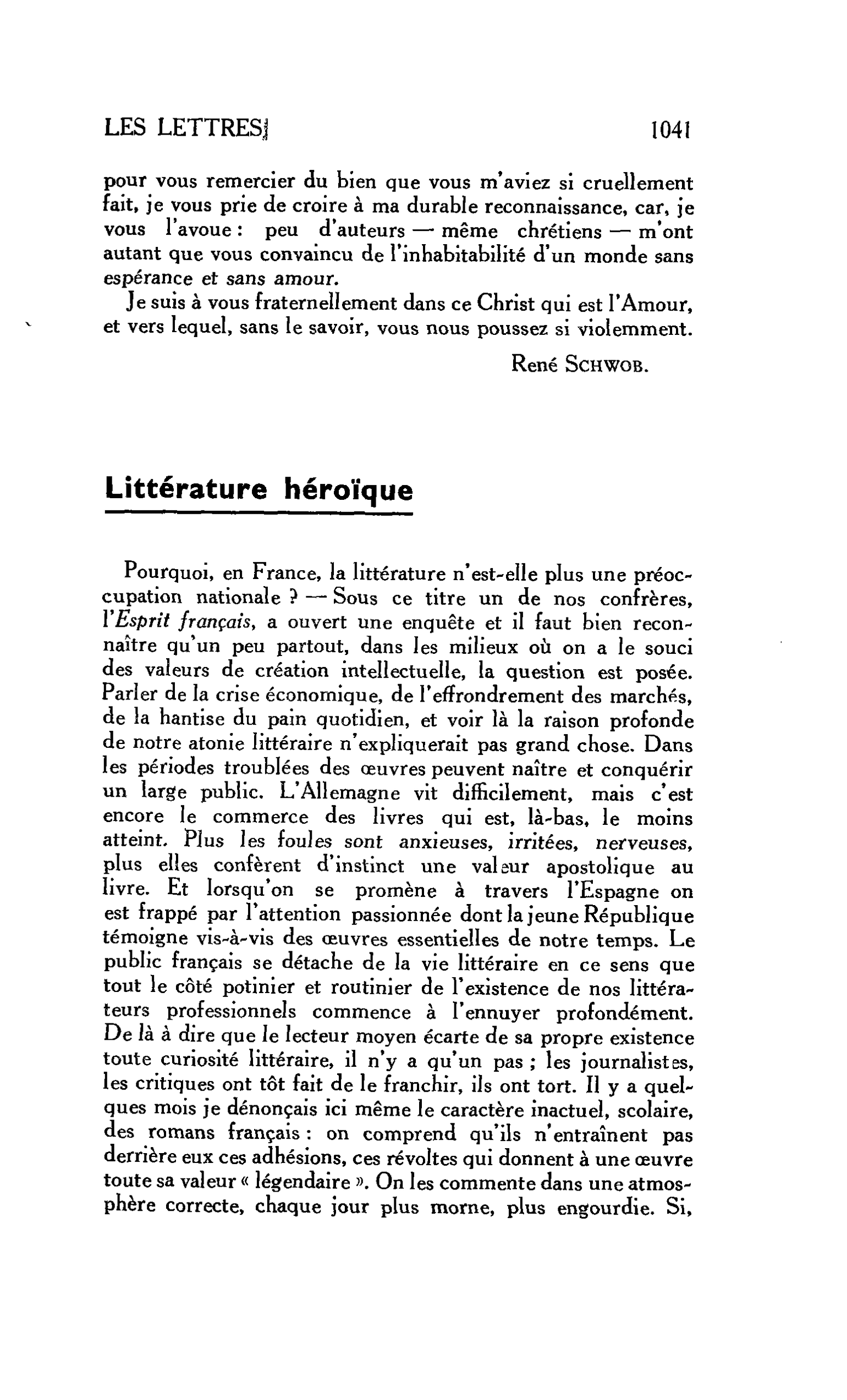 LES LETTRES : Littérature héroïque