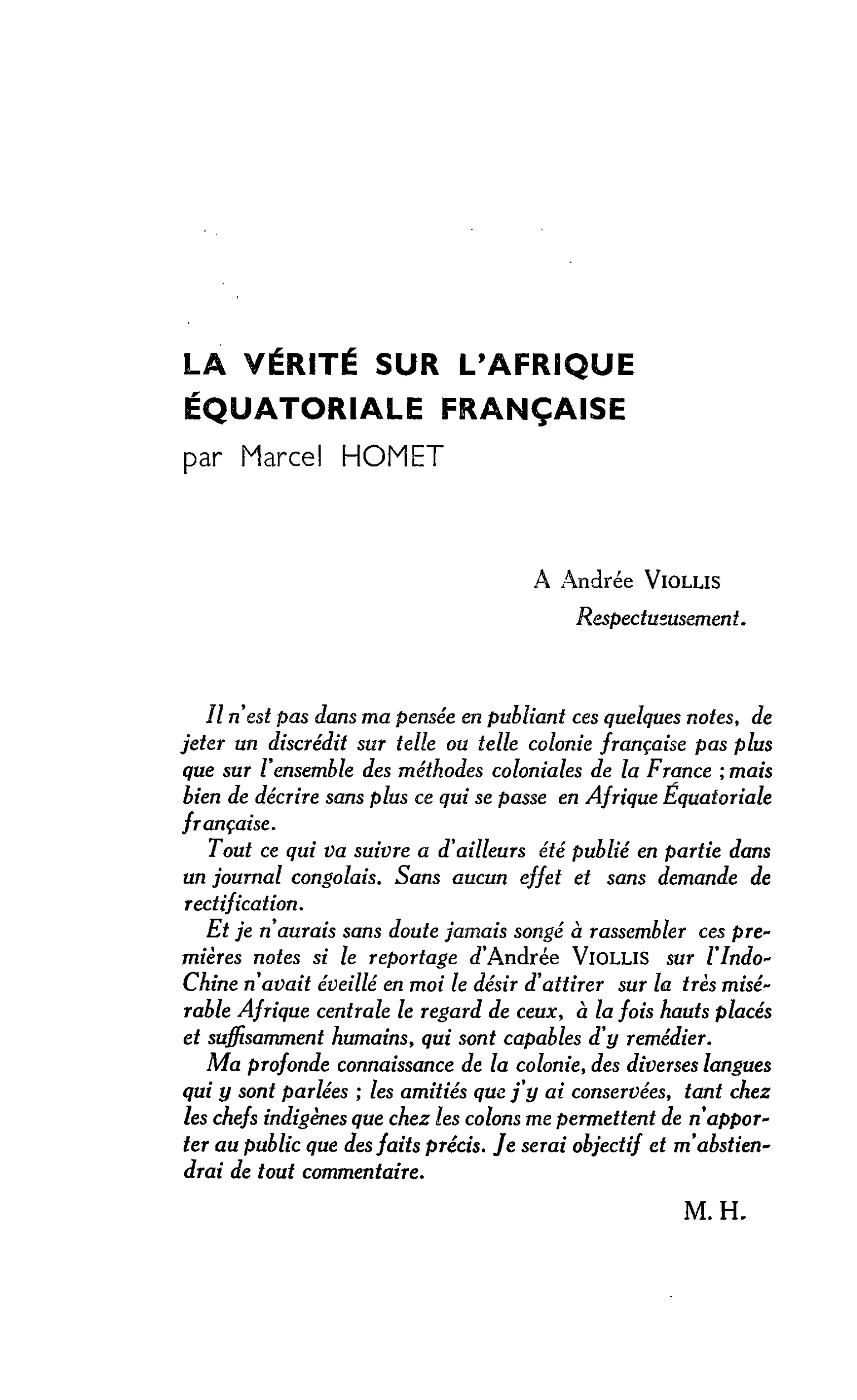 LA VÉRITÉ SUR L’AFRIQUE ÉQUATORIALE FRANÇAISE