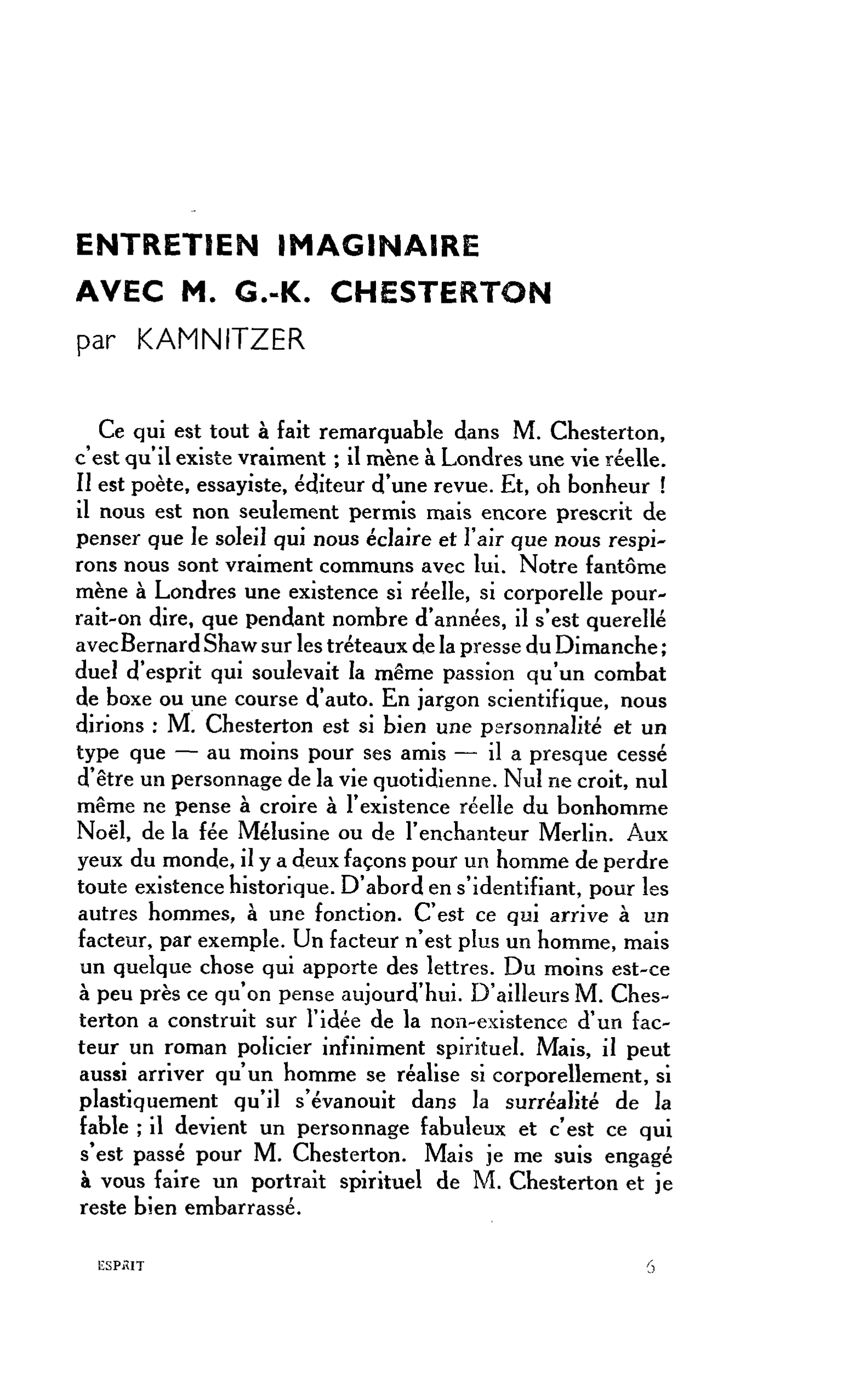 ENTRETIEN IMAGINAIRE AVEC M. G.-K. CHESTERTON