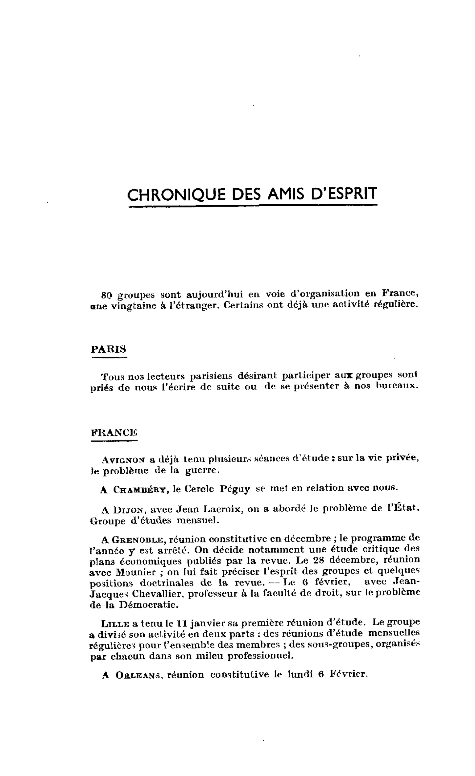 LE MONDE NOUVEAU : CHRONIQUE DES AMIS D’ESPRIT