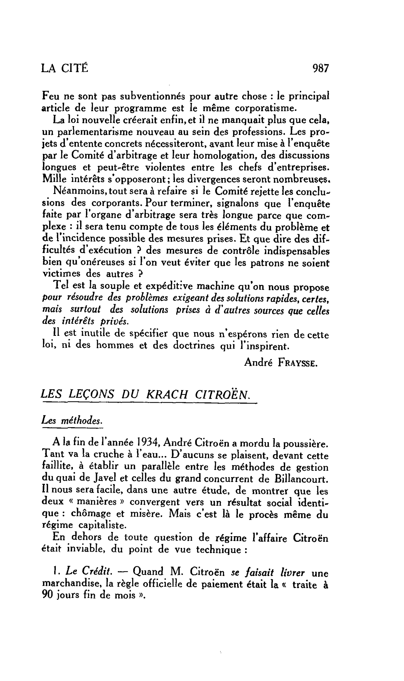 LA CITÉ : LES LEÇONS DU KRACH CITROËN