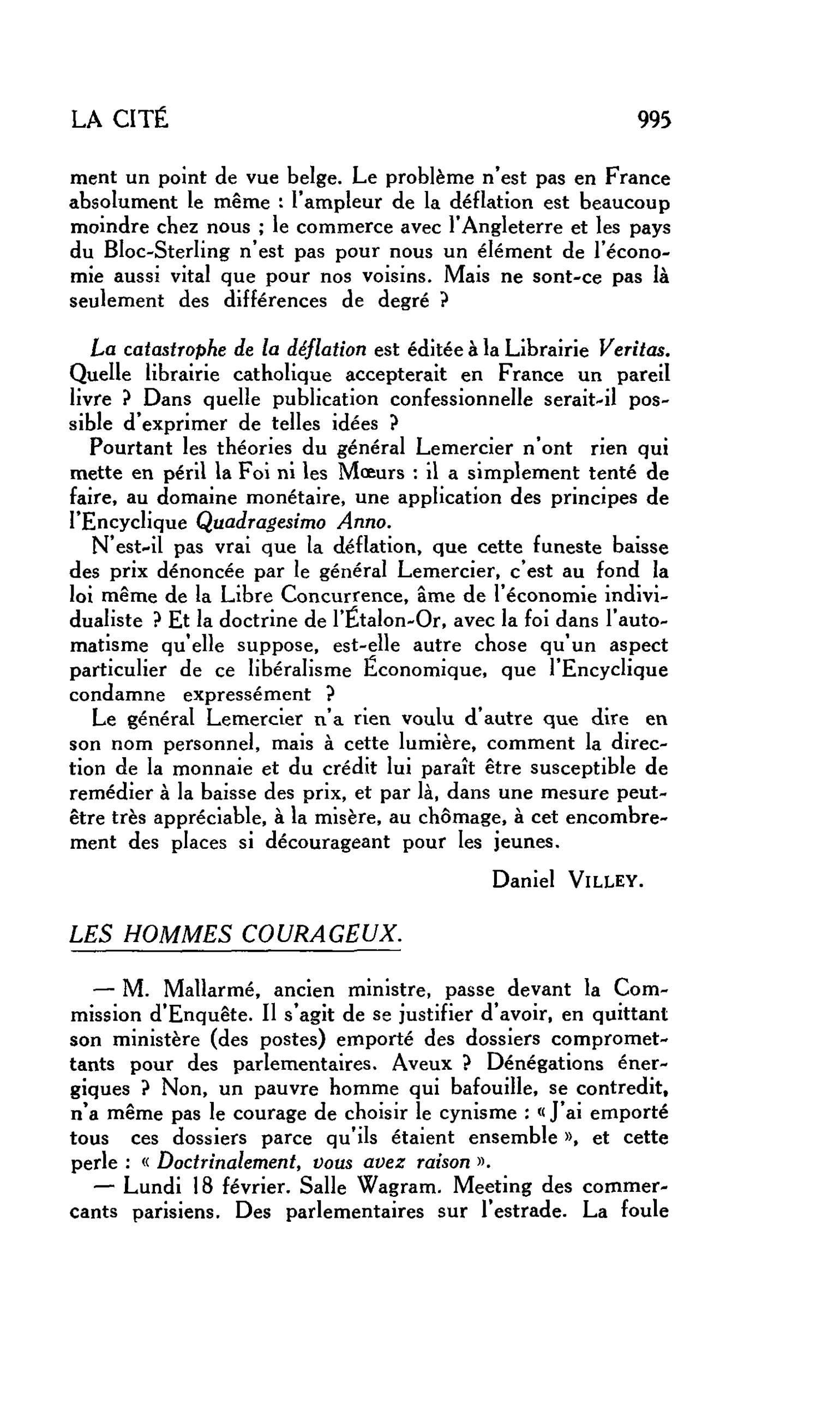 LA CITÉ : LES HOMMES COURAGEUX
