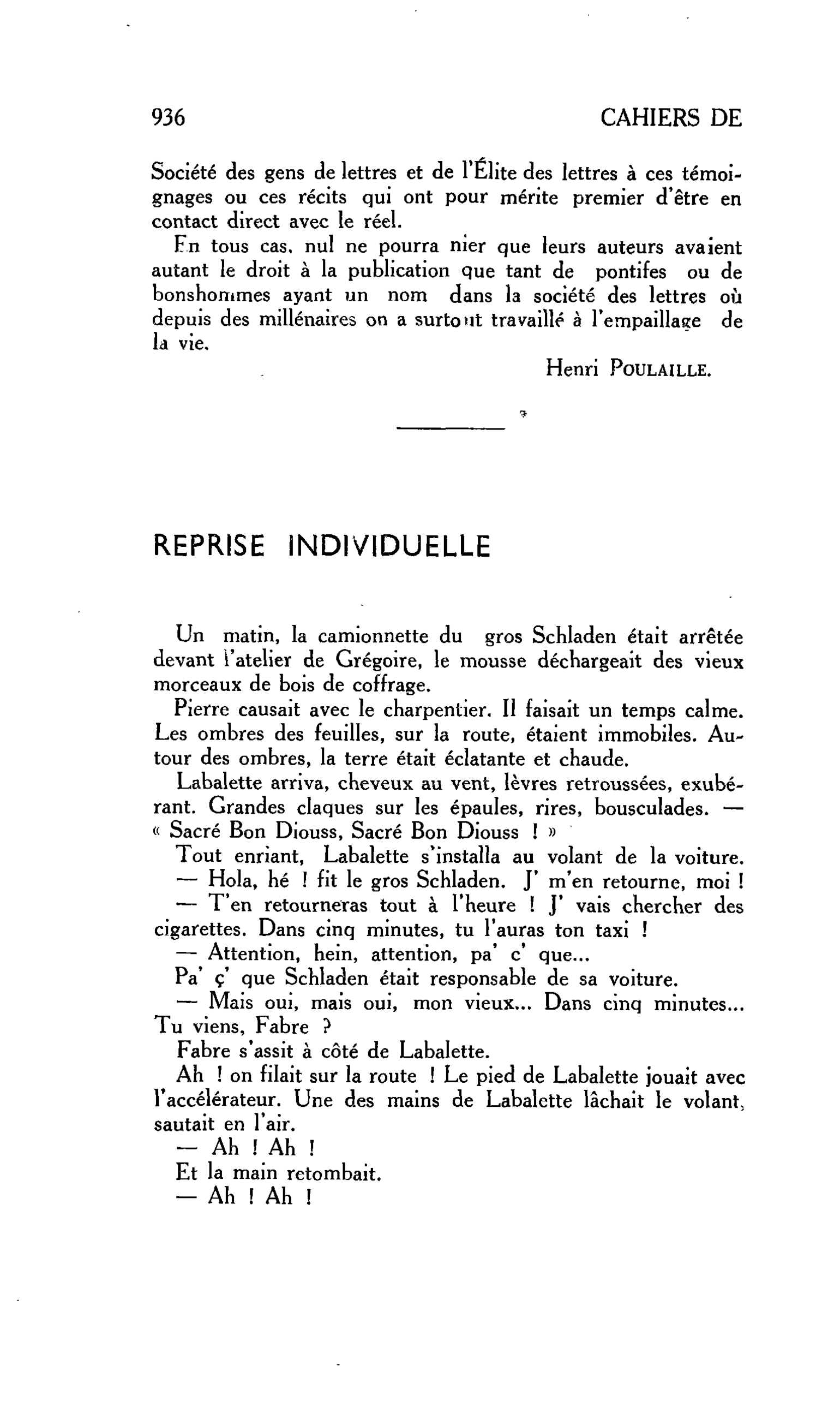 REPRISE INDIVIDUELLE