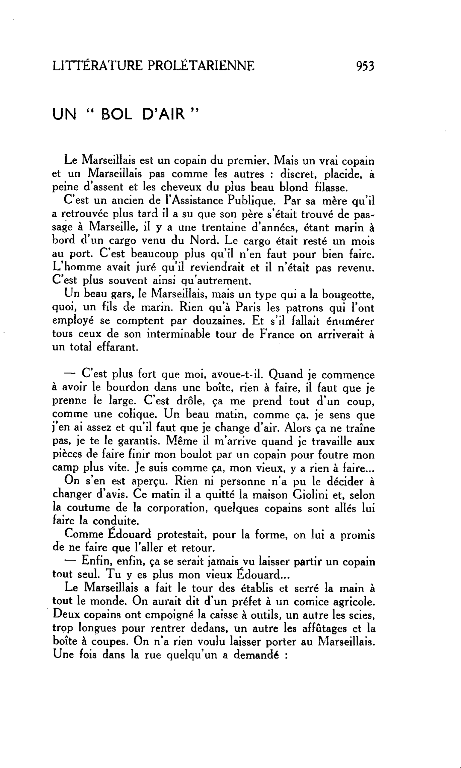 UN « BOL D’AIR »