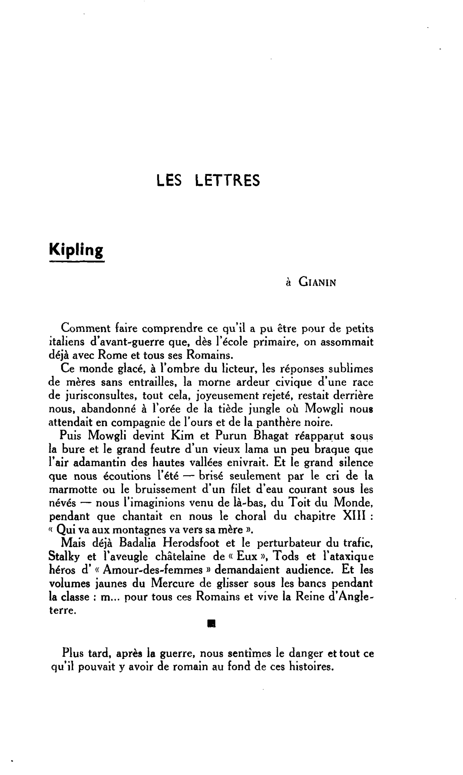 LES LETTRES : Kipling
