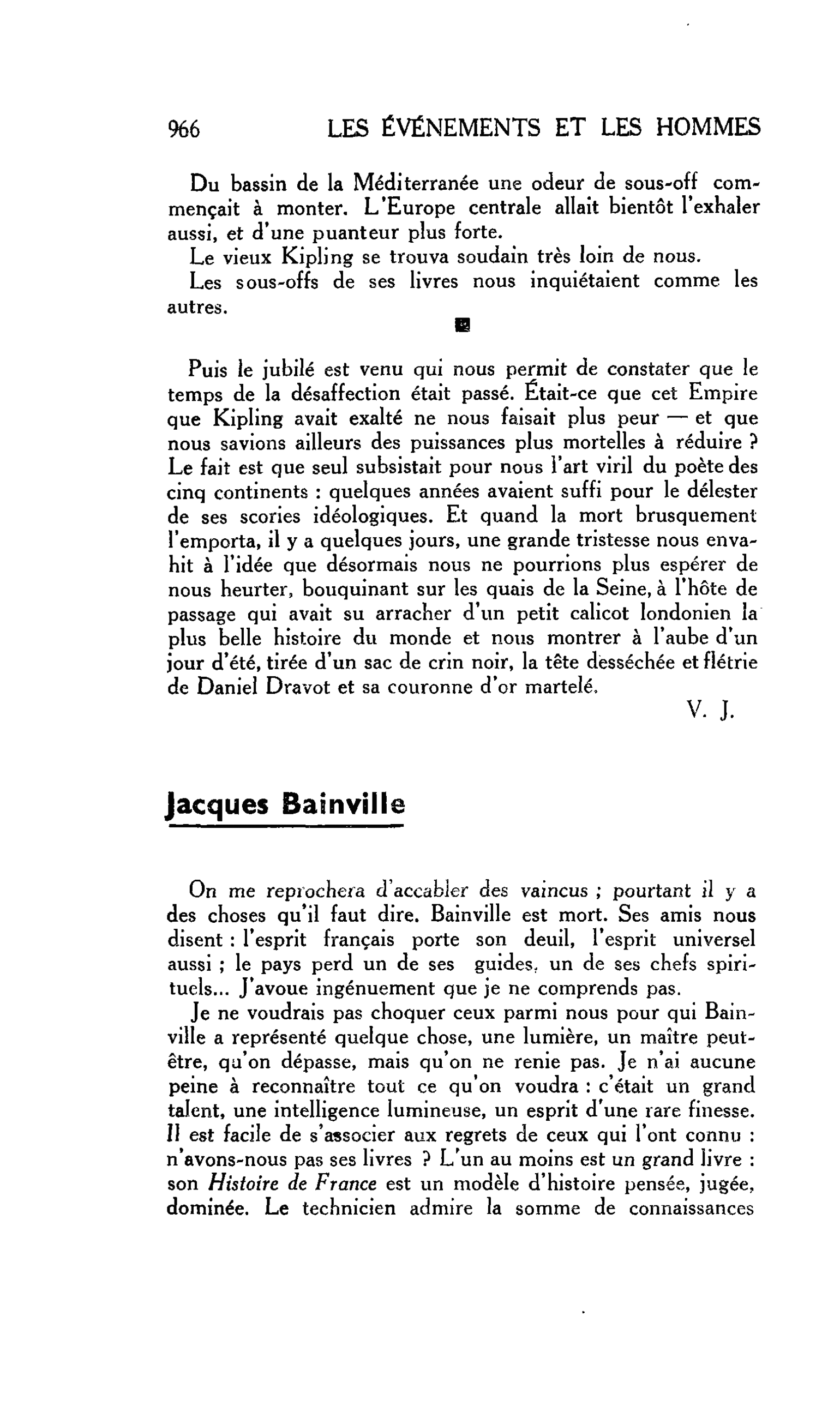 LES LETTRES : Jacques Bainville