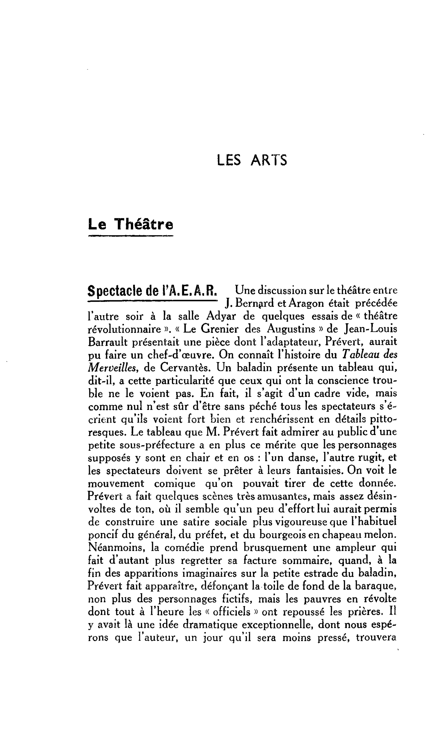LES ARTS : Le Théâtre Spectacle de l’A.E.A.R.