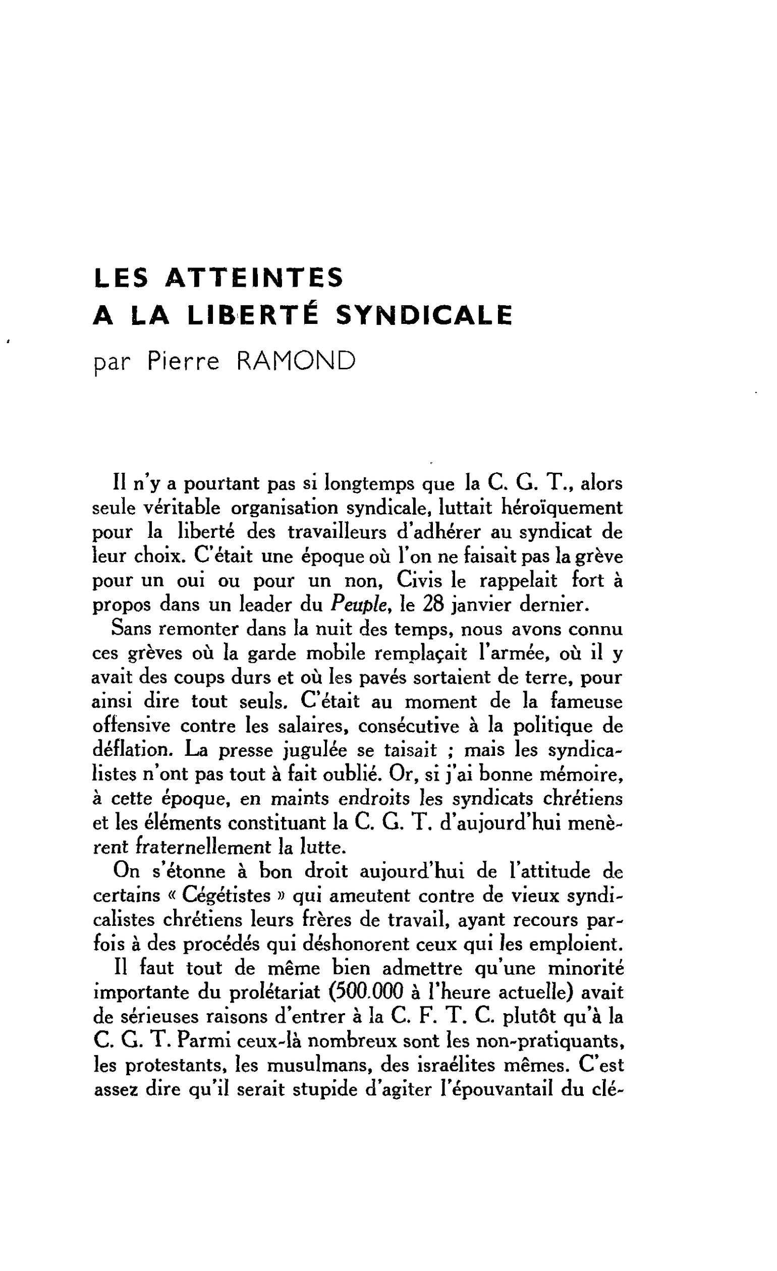 LES ATTEINTES A LA LIBERTÉ SYNDICALE