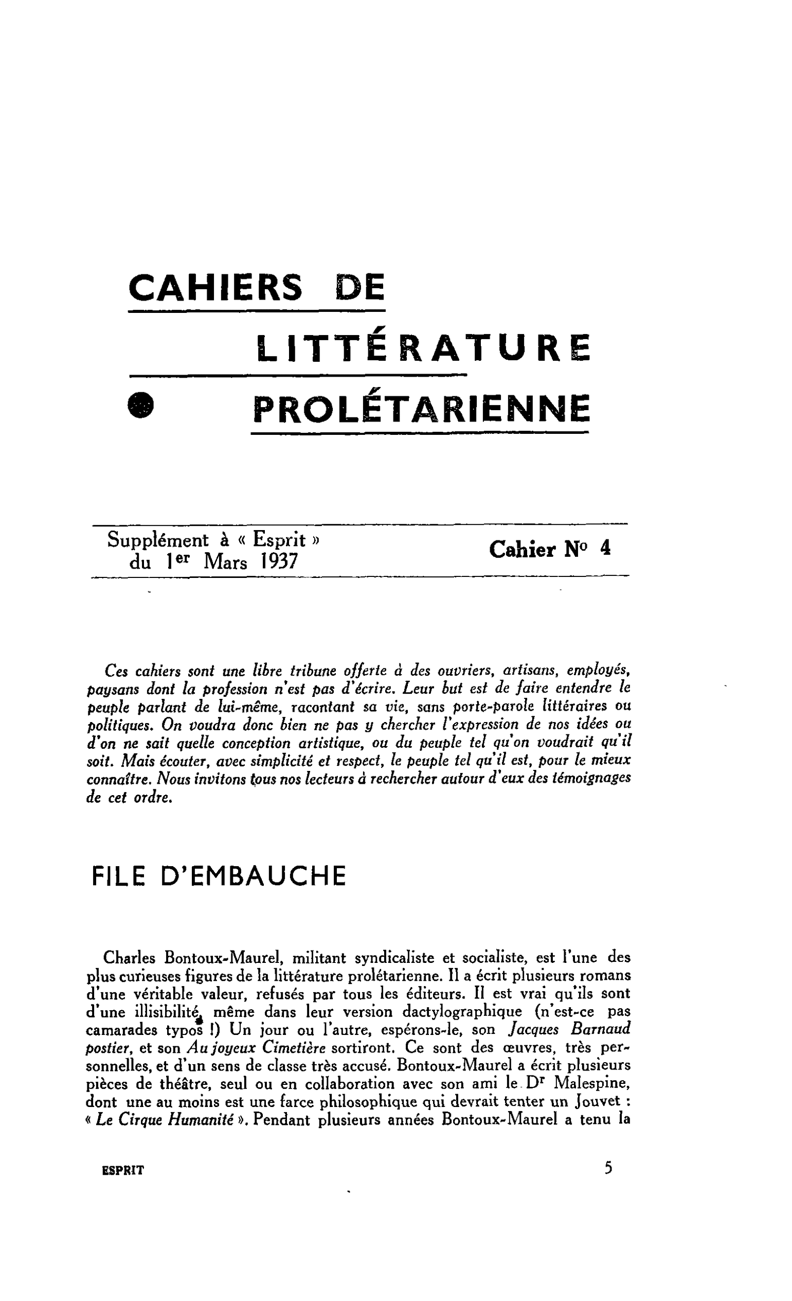 FILE D’EMBAUCHE