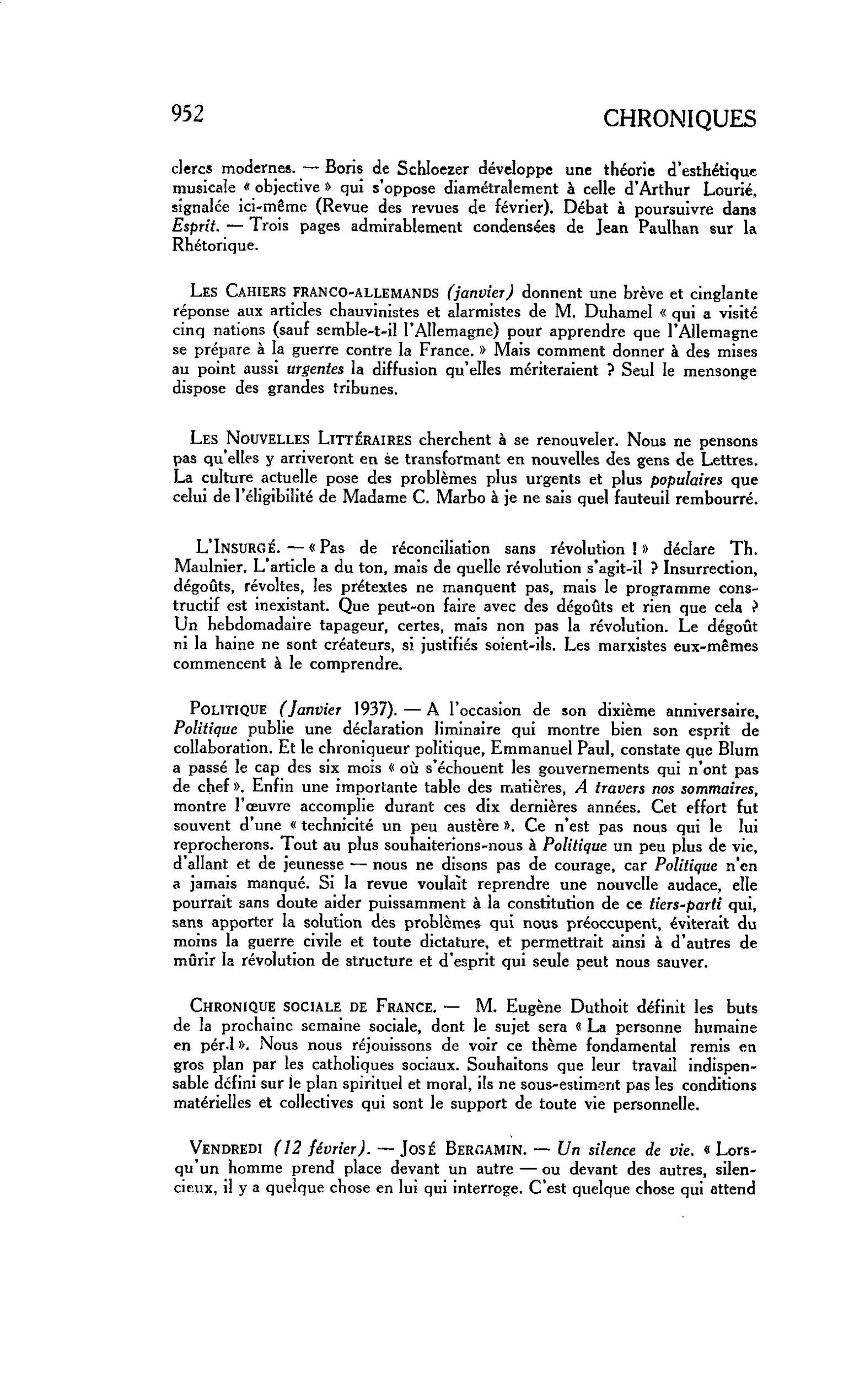 Les Cahiers franco-allemands (janvier)