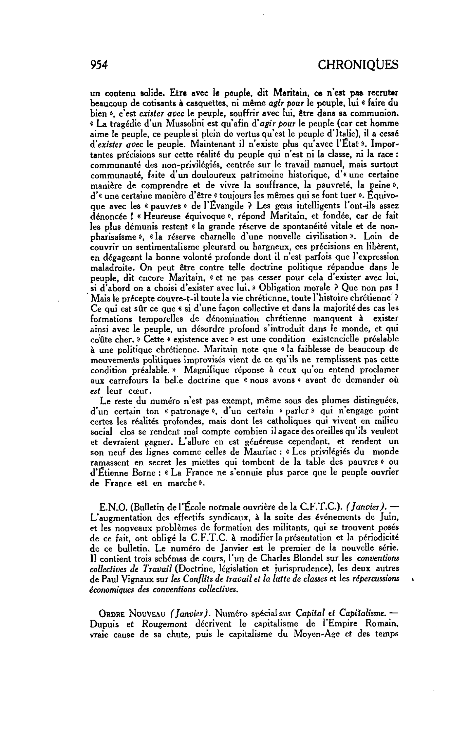 E.N.O. (Bulletin de l’École normale ouvrière de la C.F.T.C.). (Janvier)