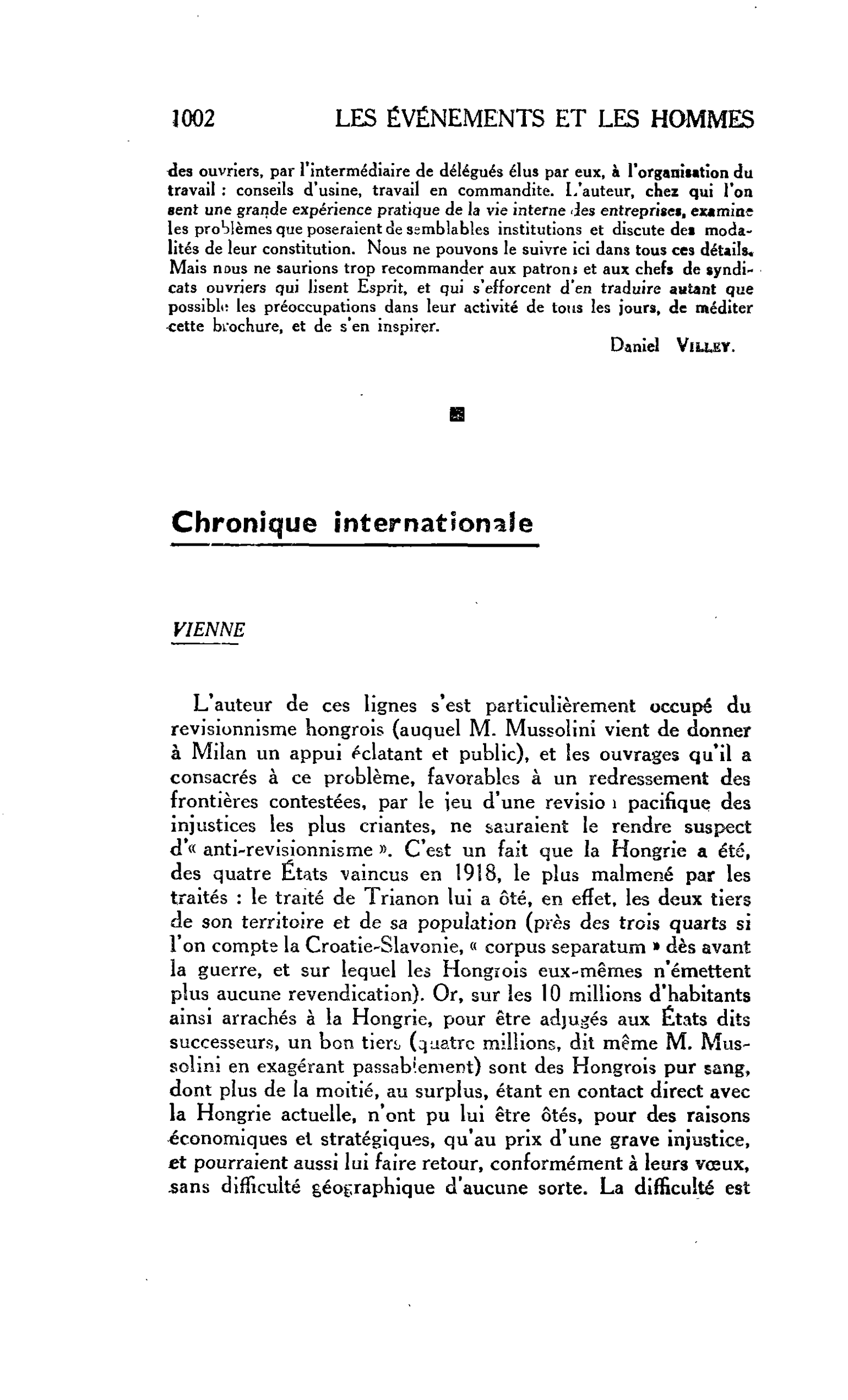 LA CITÉ : Chronique internationale