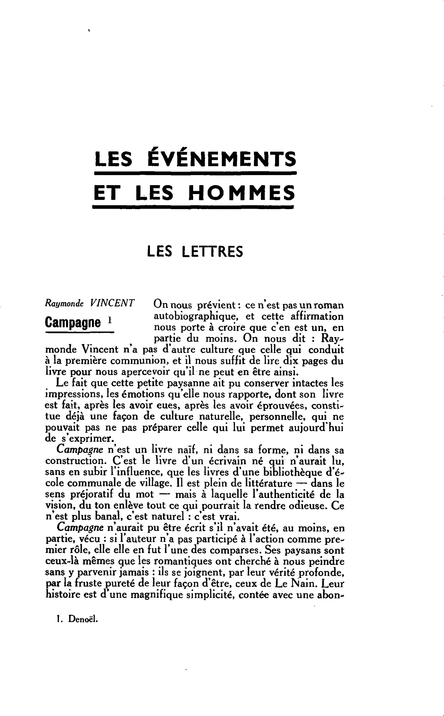 LES LETTRES. Raymonde VINCENT : Campagne