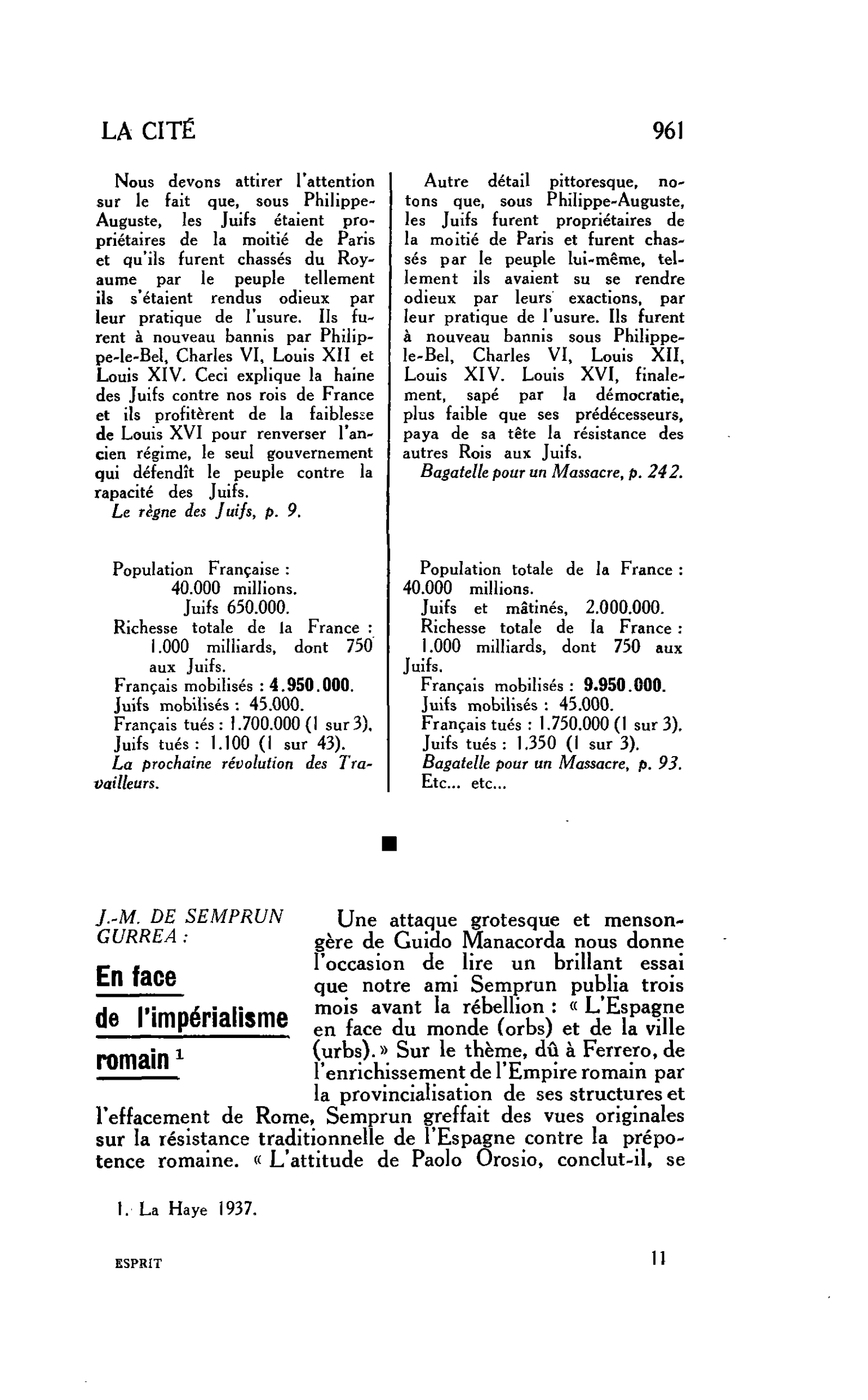 LA CITÉ. J.-M. DE SEMPRUN GURREA : En face de l’impérialisme romain